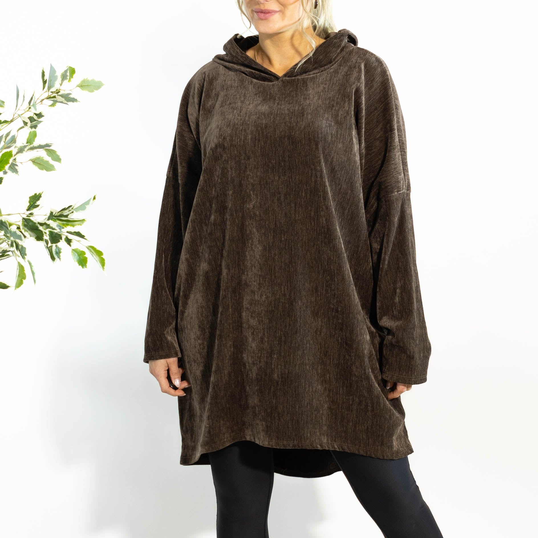 Rie tunika m. hoodie, Choko