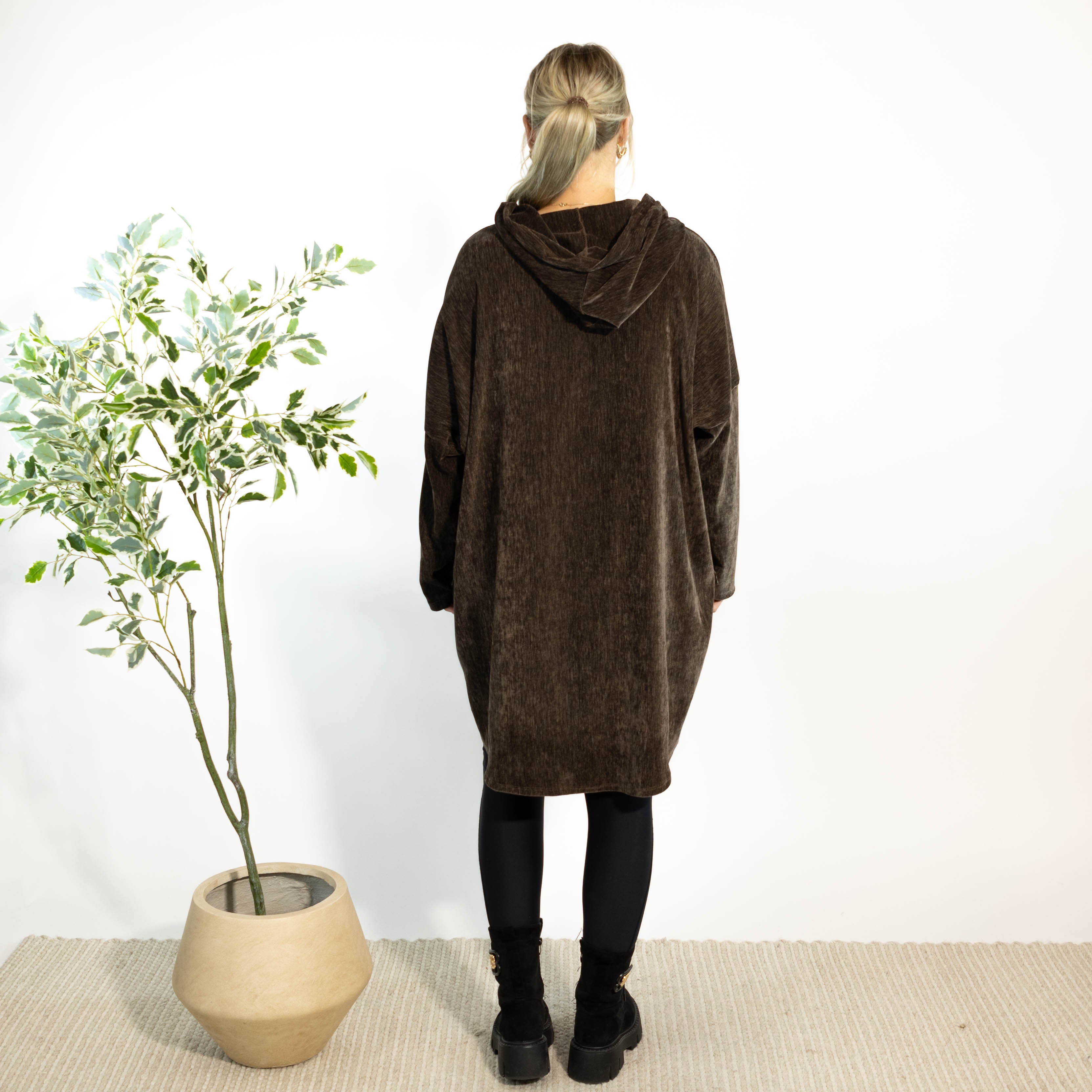 Rie tunika m. hoodie, Choko