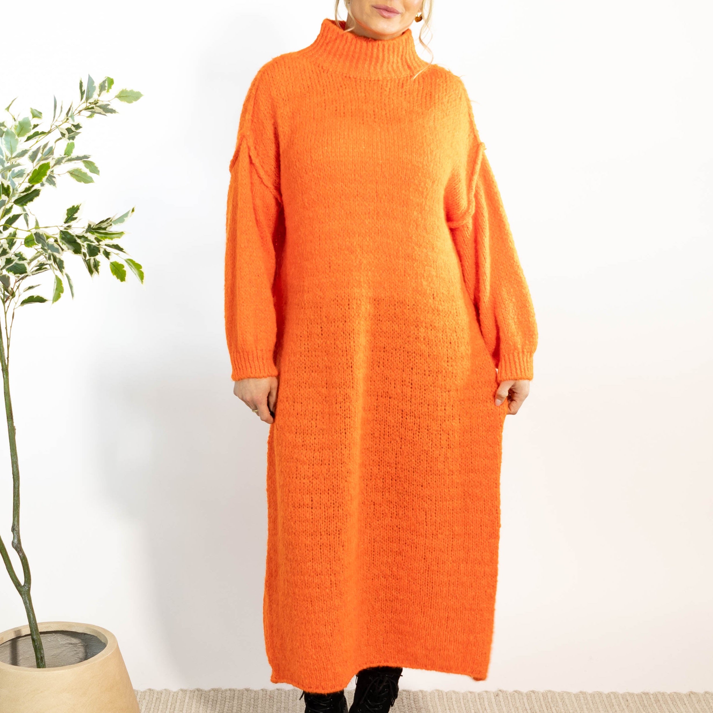 Gry strikkjole, Orange
