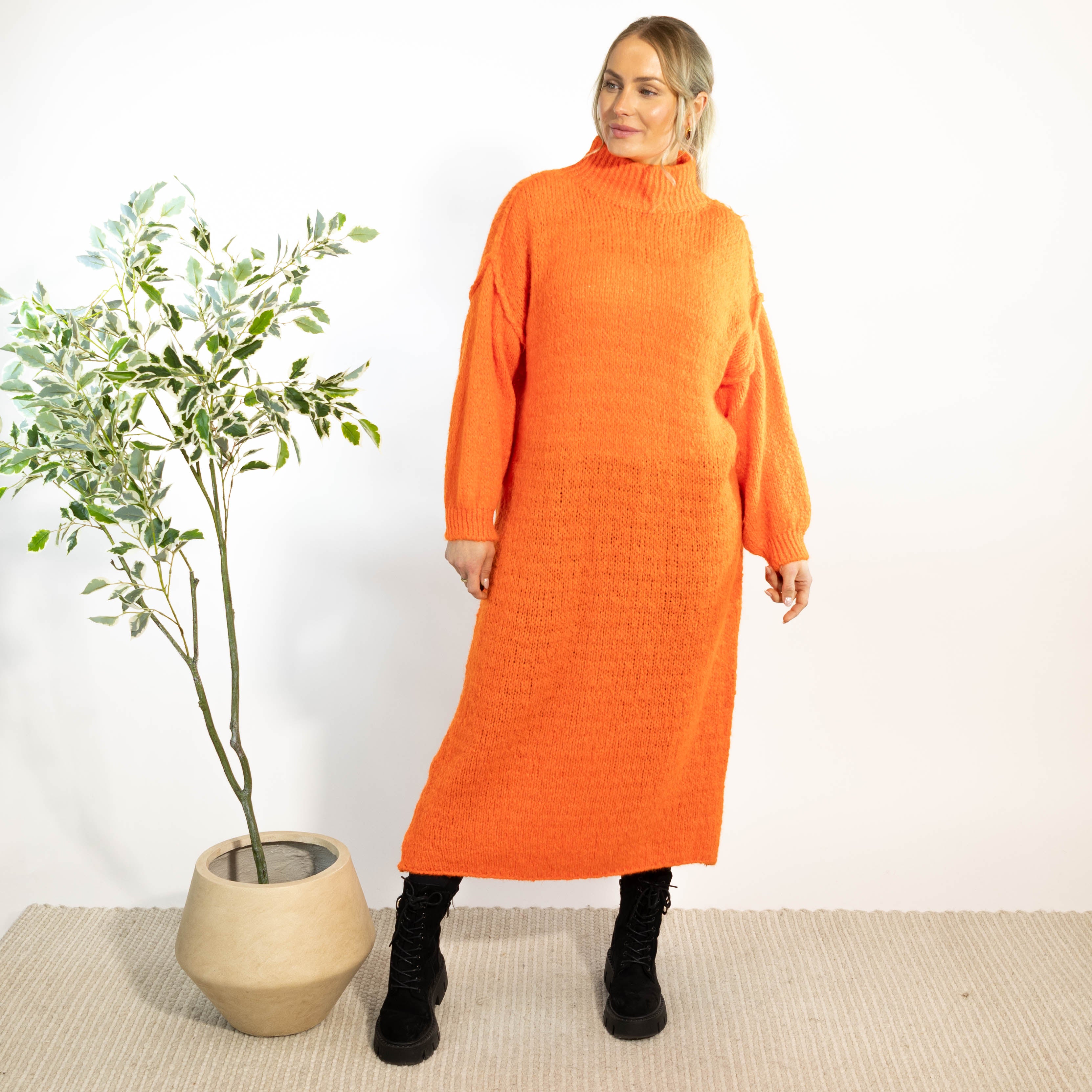 Gry strikkjole, Orange