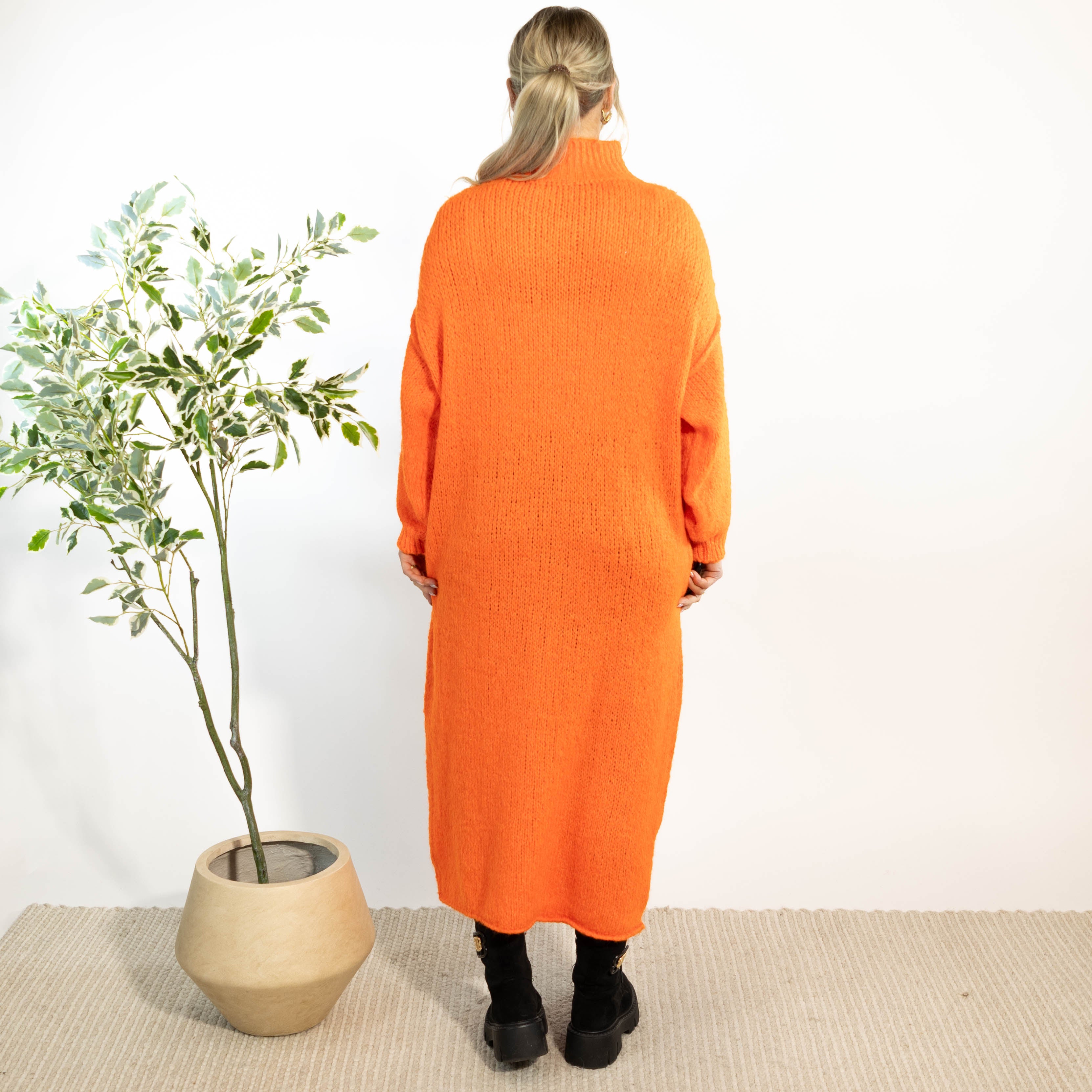 Gry strikkjole, Orange