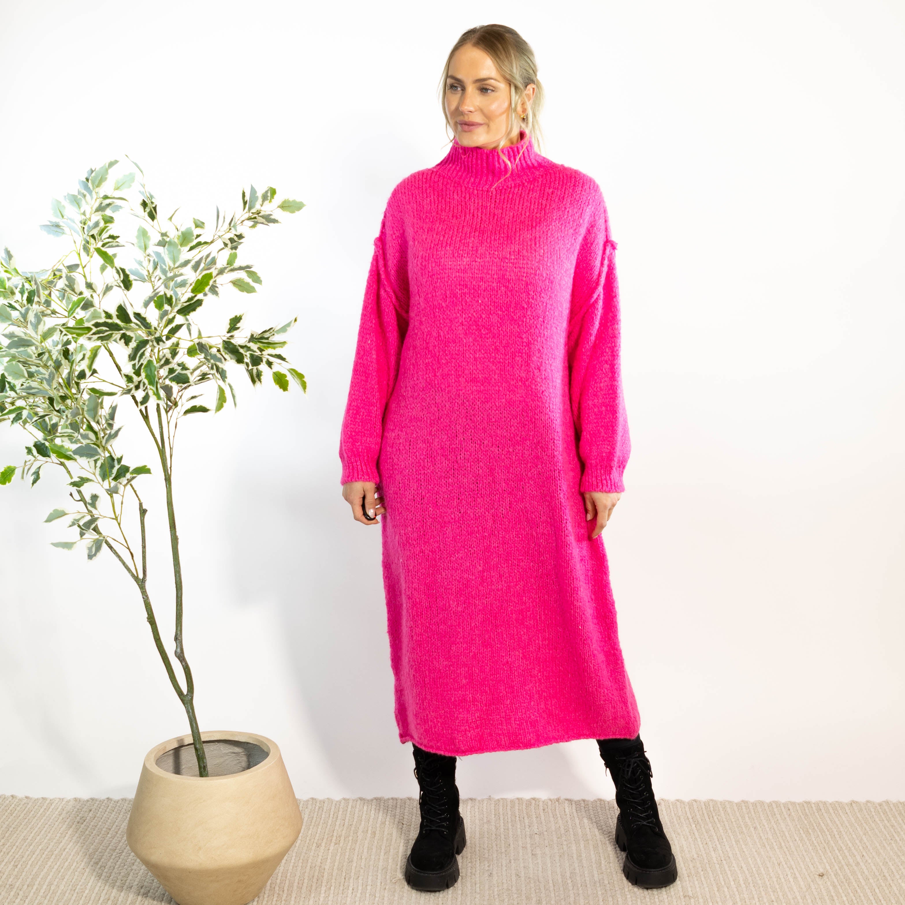 Gry strikkjole, Pink