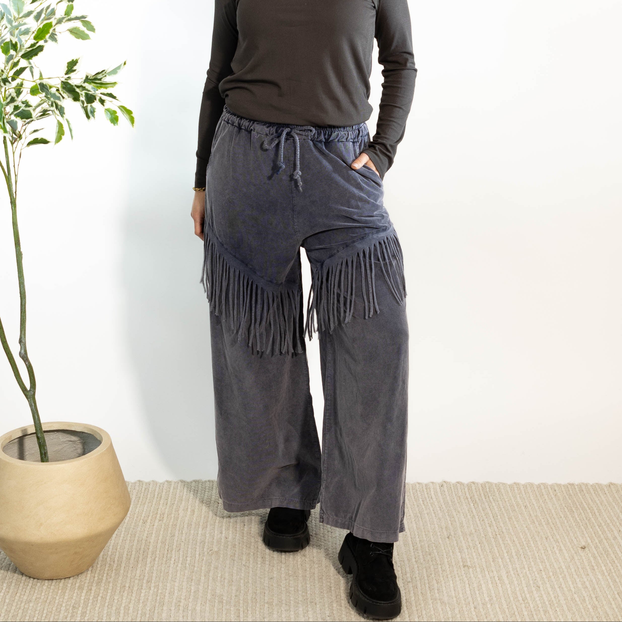 Farah bredbenet fløjlsbukser, Grå