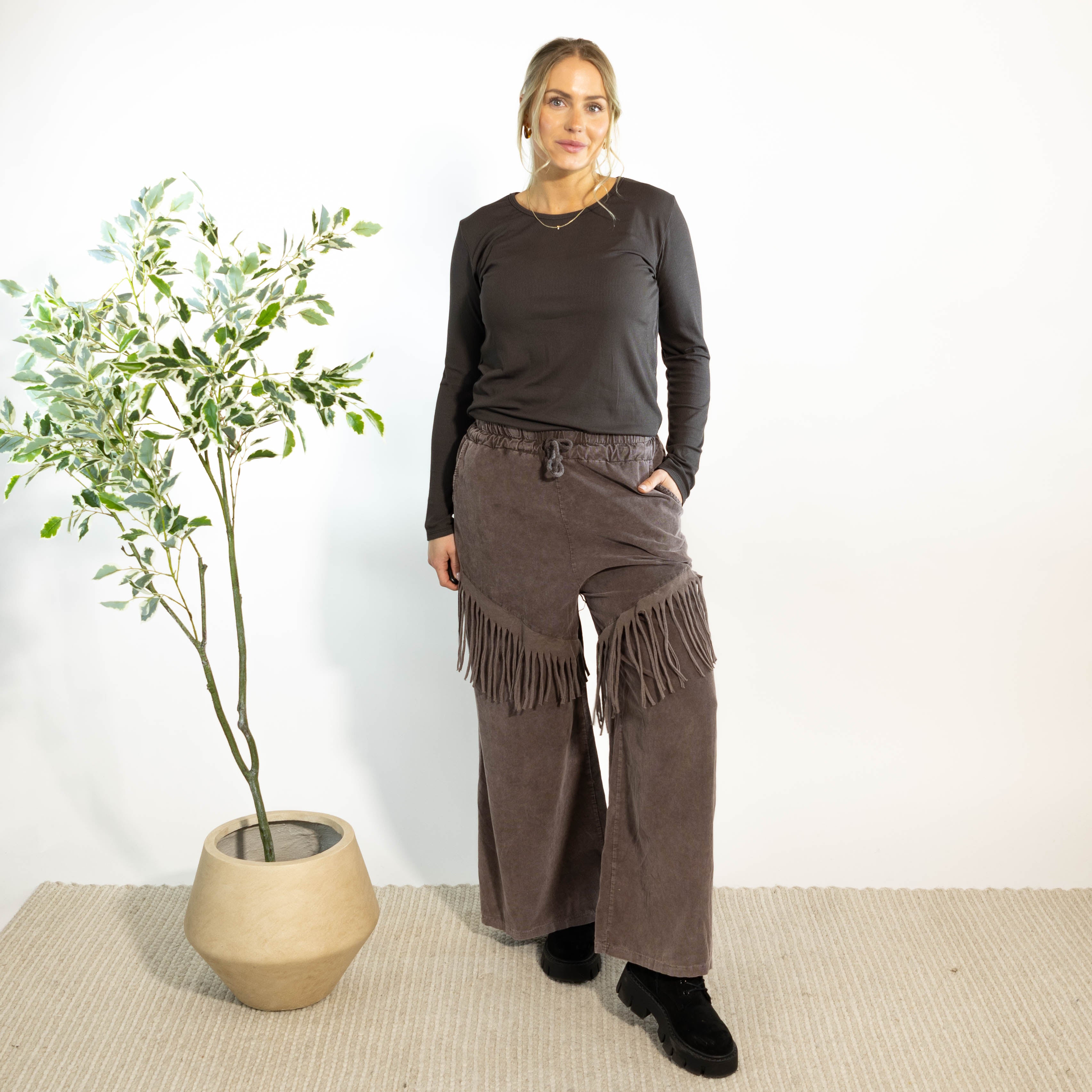 Farah bredbenet fløjlsbukser, Choko