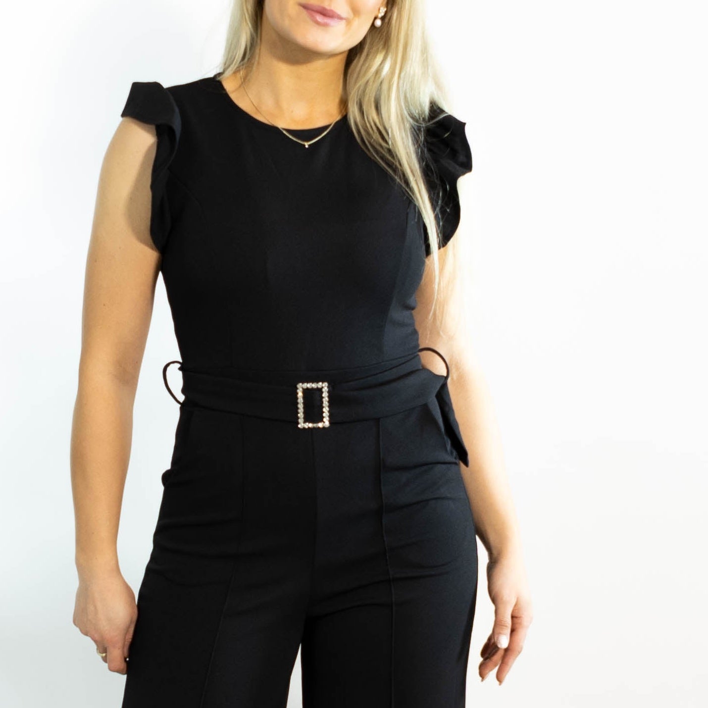 Payton buksedragt m. bælte, Sort