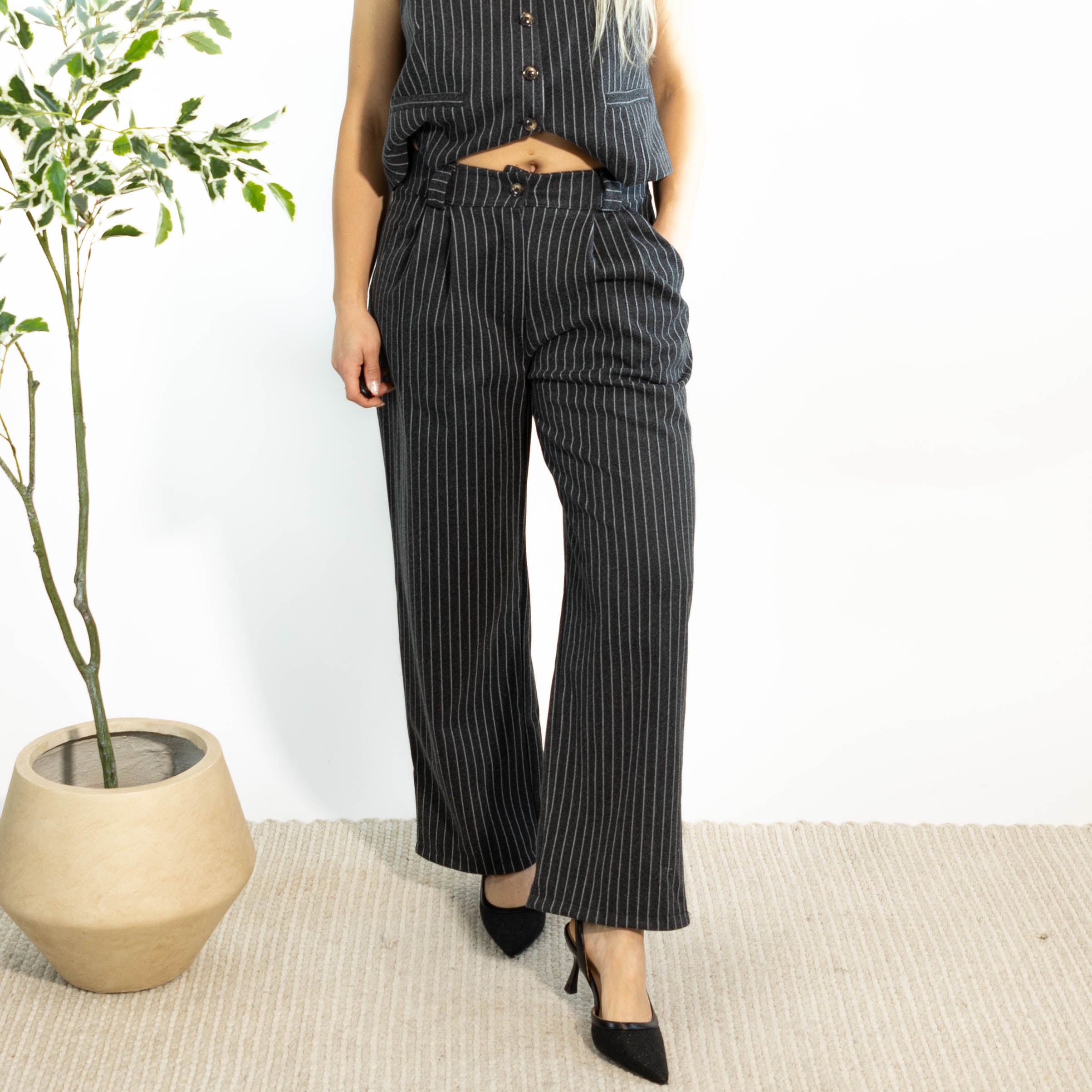 Jette stribet bukser, Grå