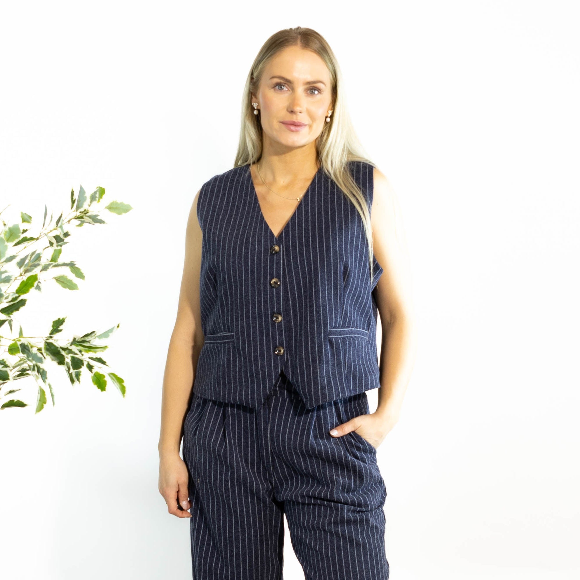 Janis stribet vest, Navy