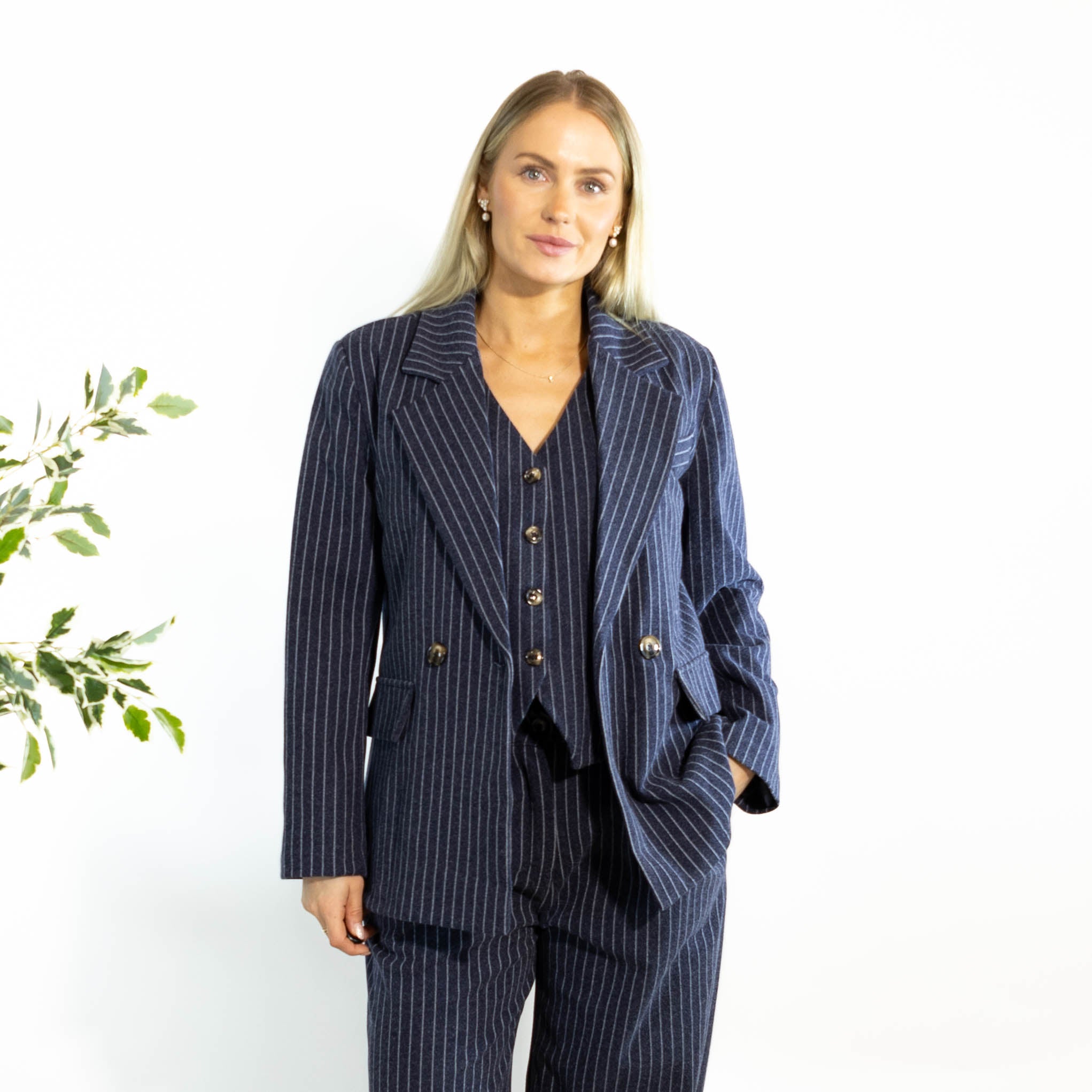 Lora stribet habitjakke, Navy