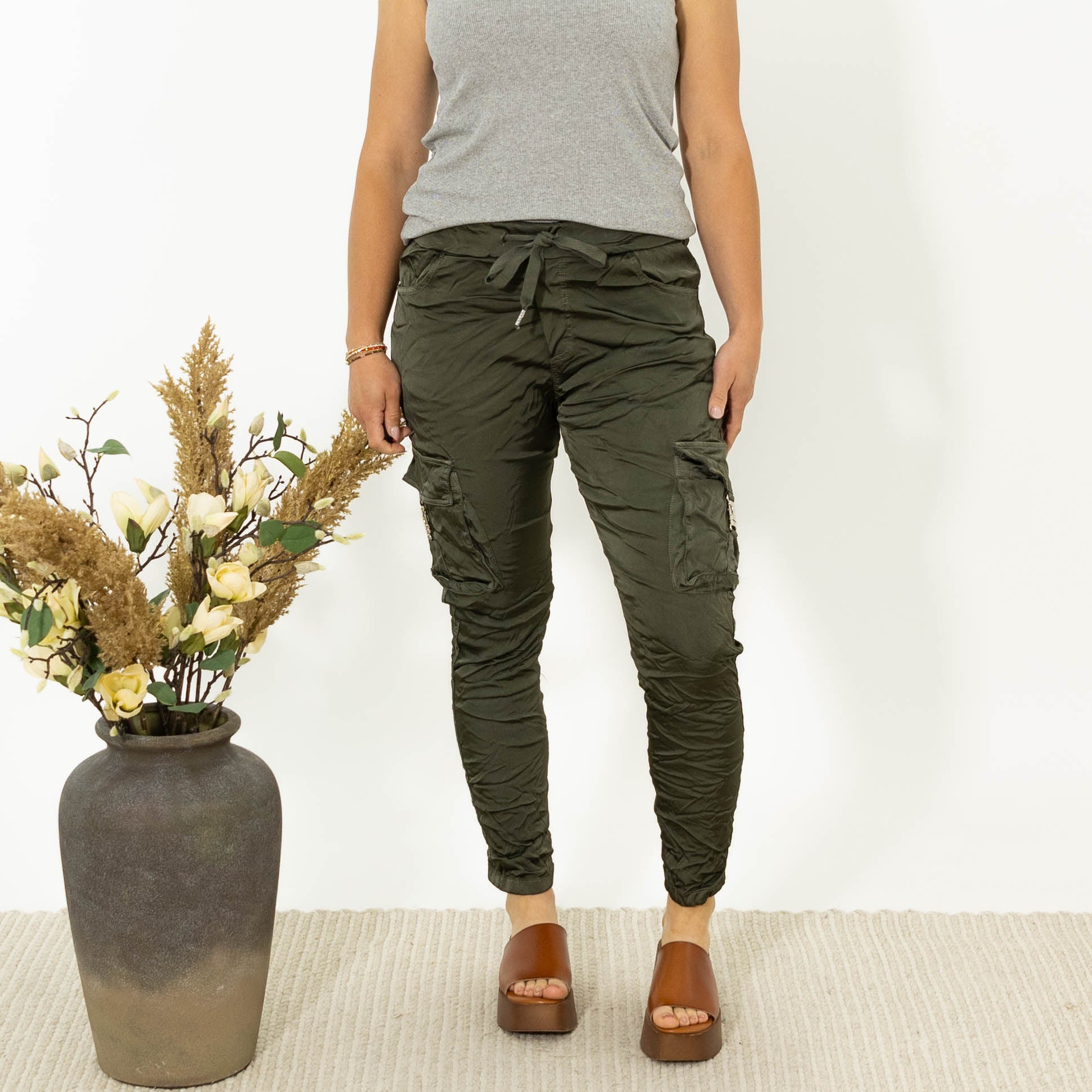 Freddy satin combat bukser, Khaki