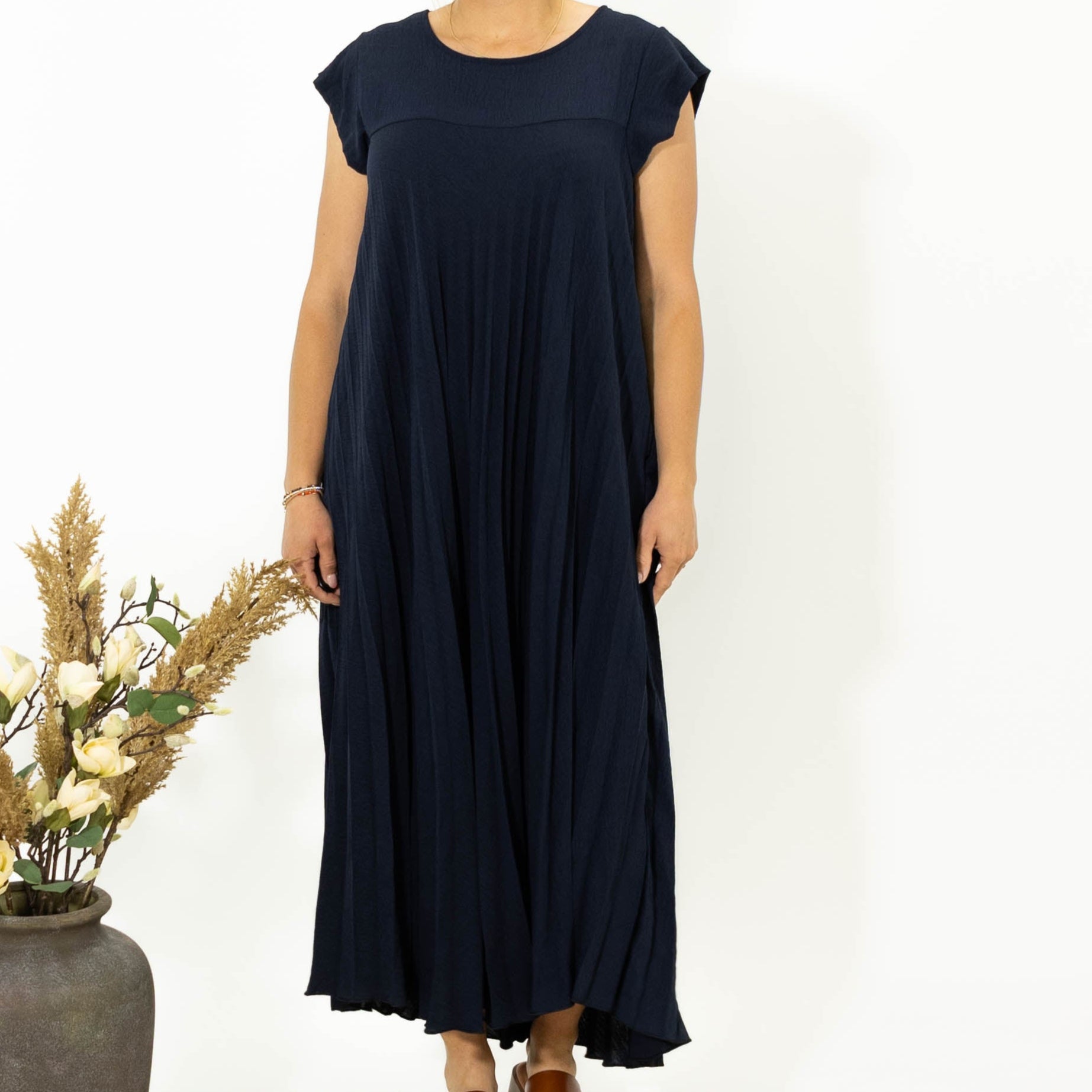 Lene chiffon kjole, Navy
