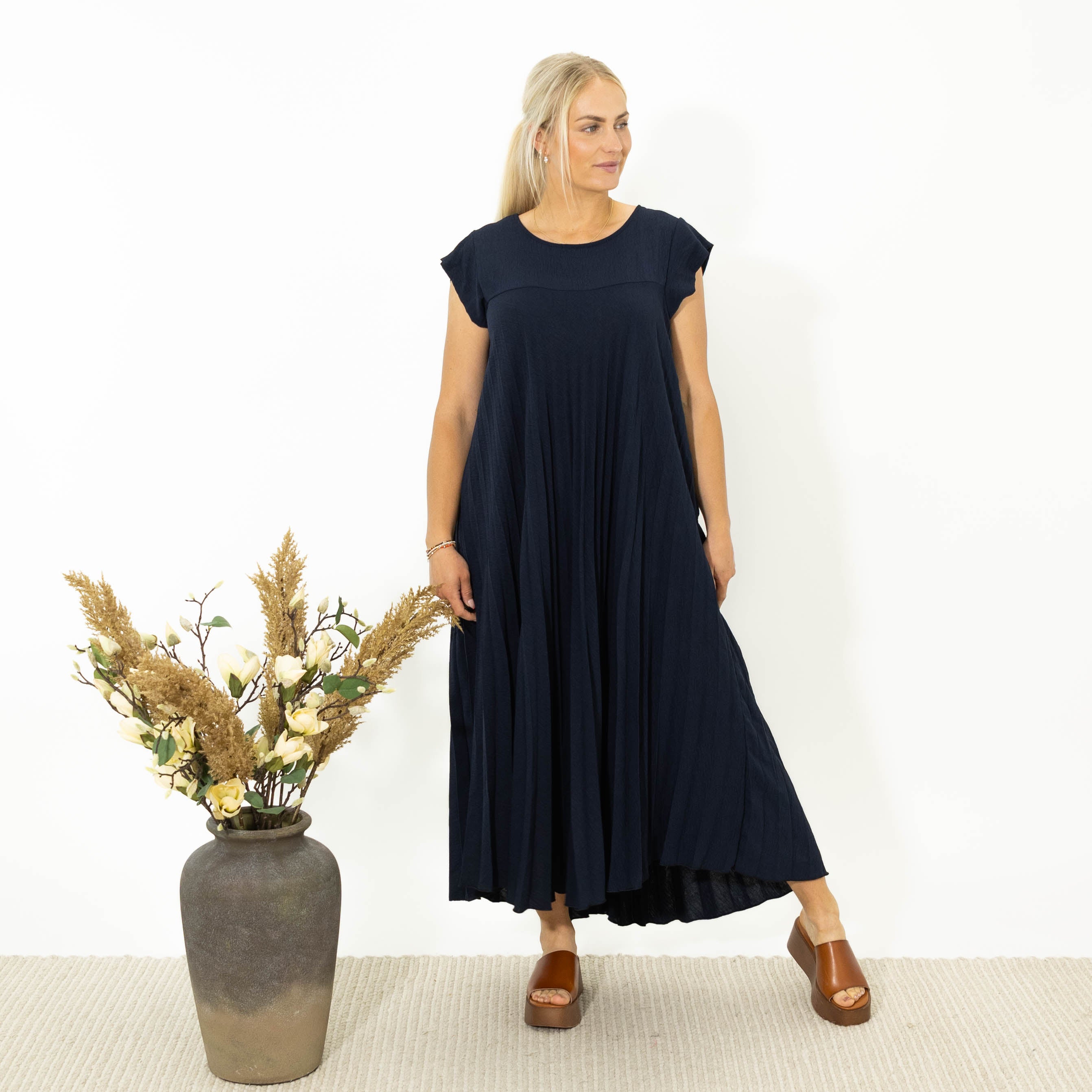 Lene chiffon kjole, Navy