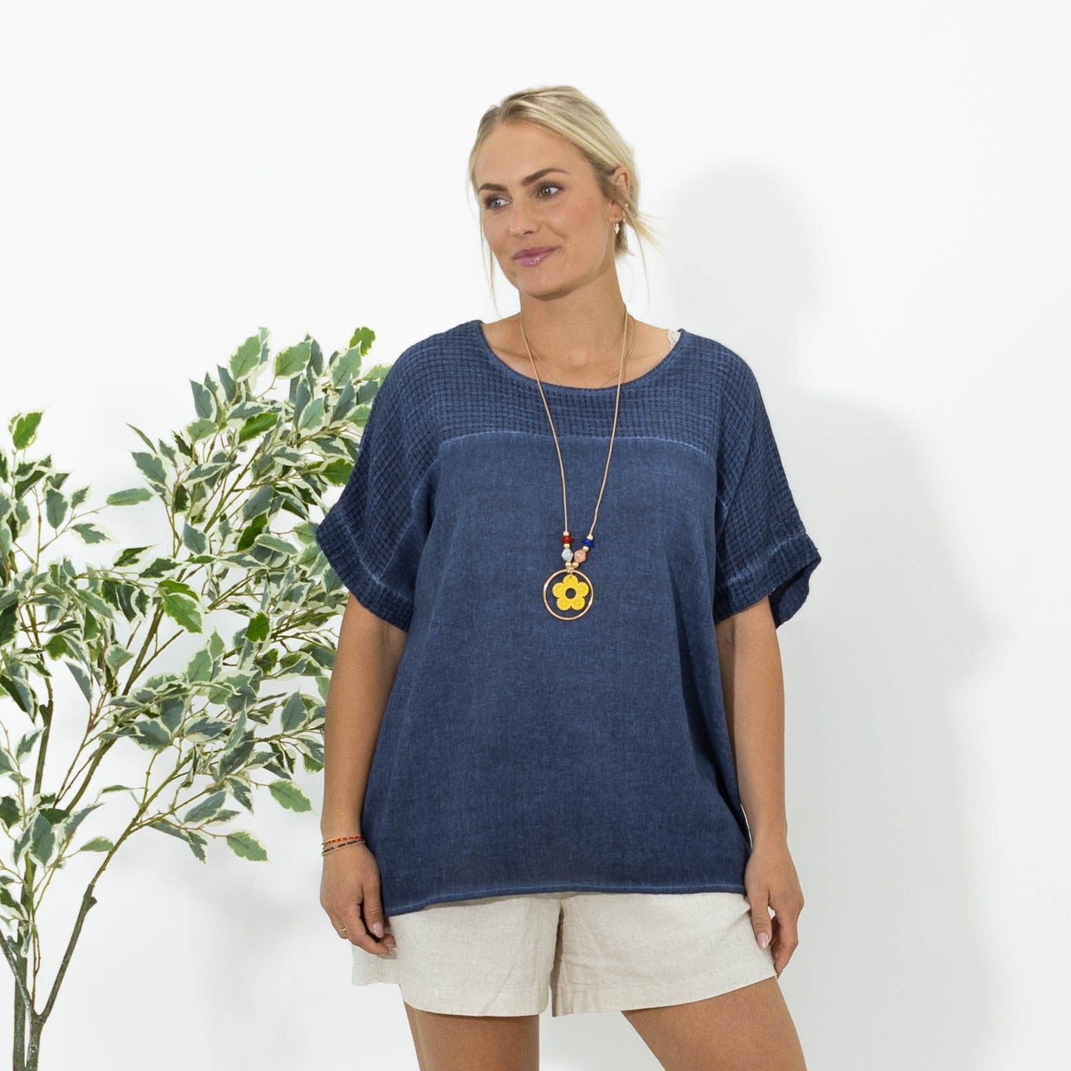 Annabel acid washed overdel, Navy