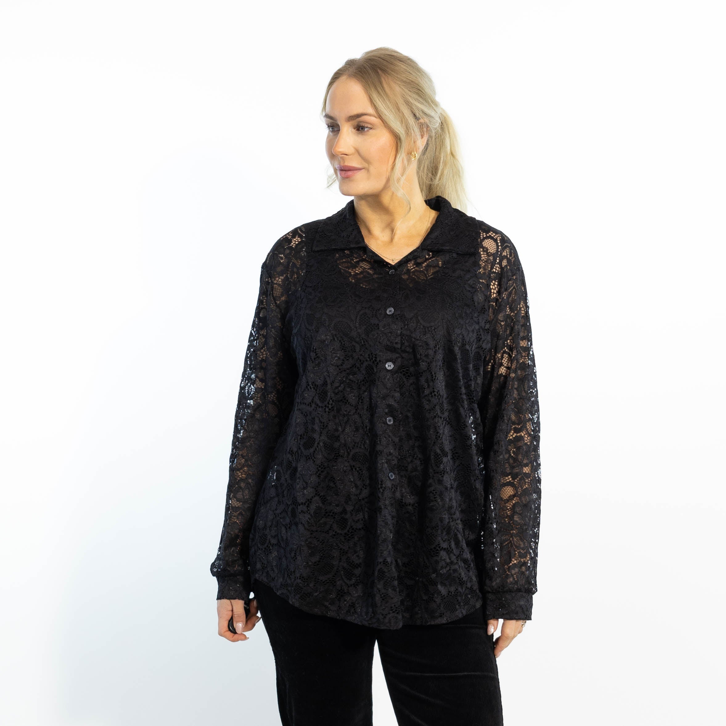 Gunhild chiffon skjorte, Sort