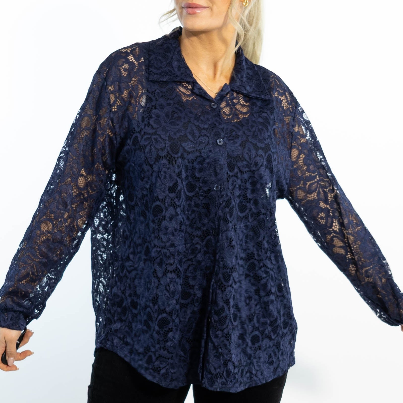 Gunhild chiffon skjorte, Navy