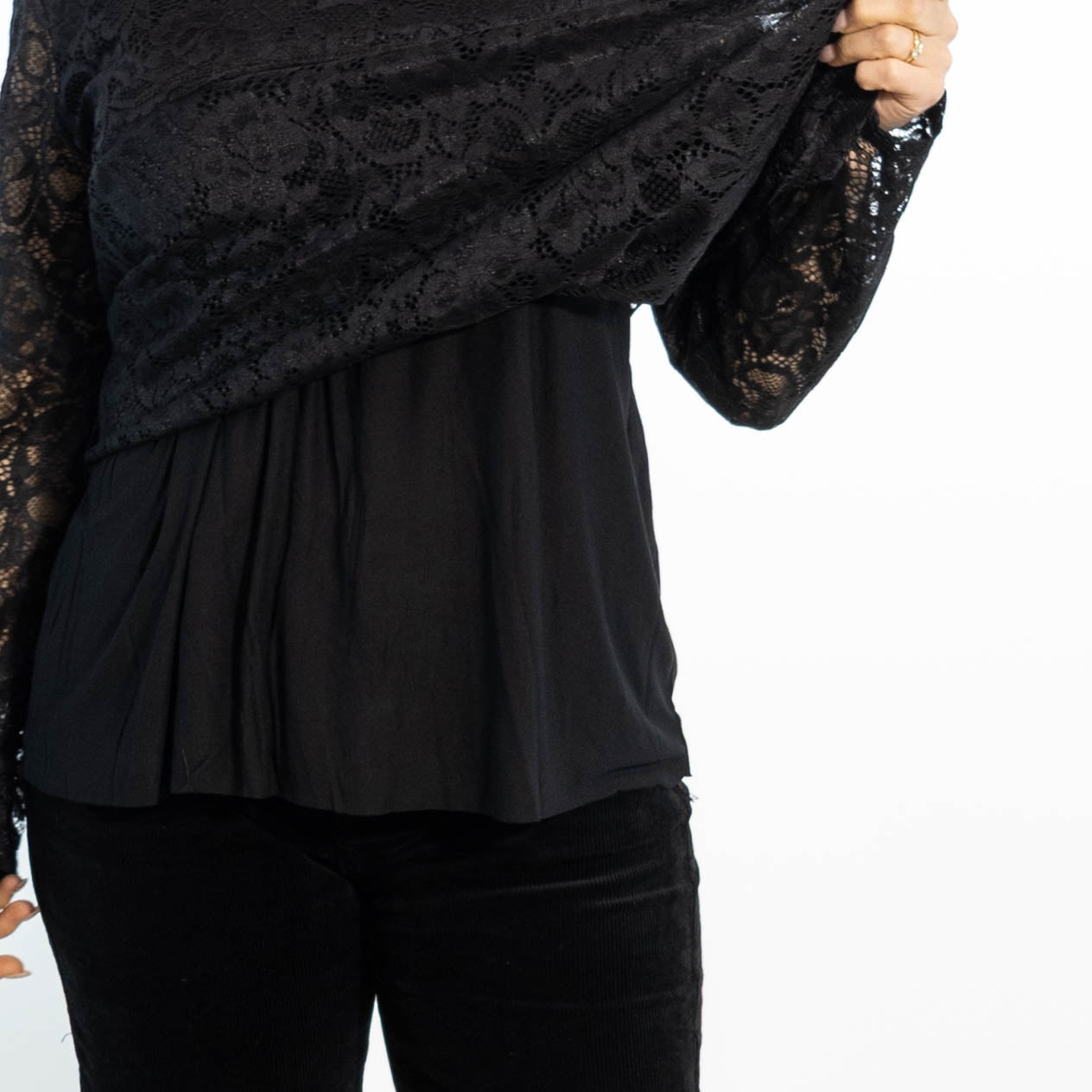 Jasmine chiffon overdel, Sort