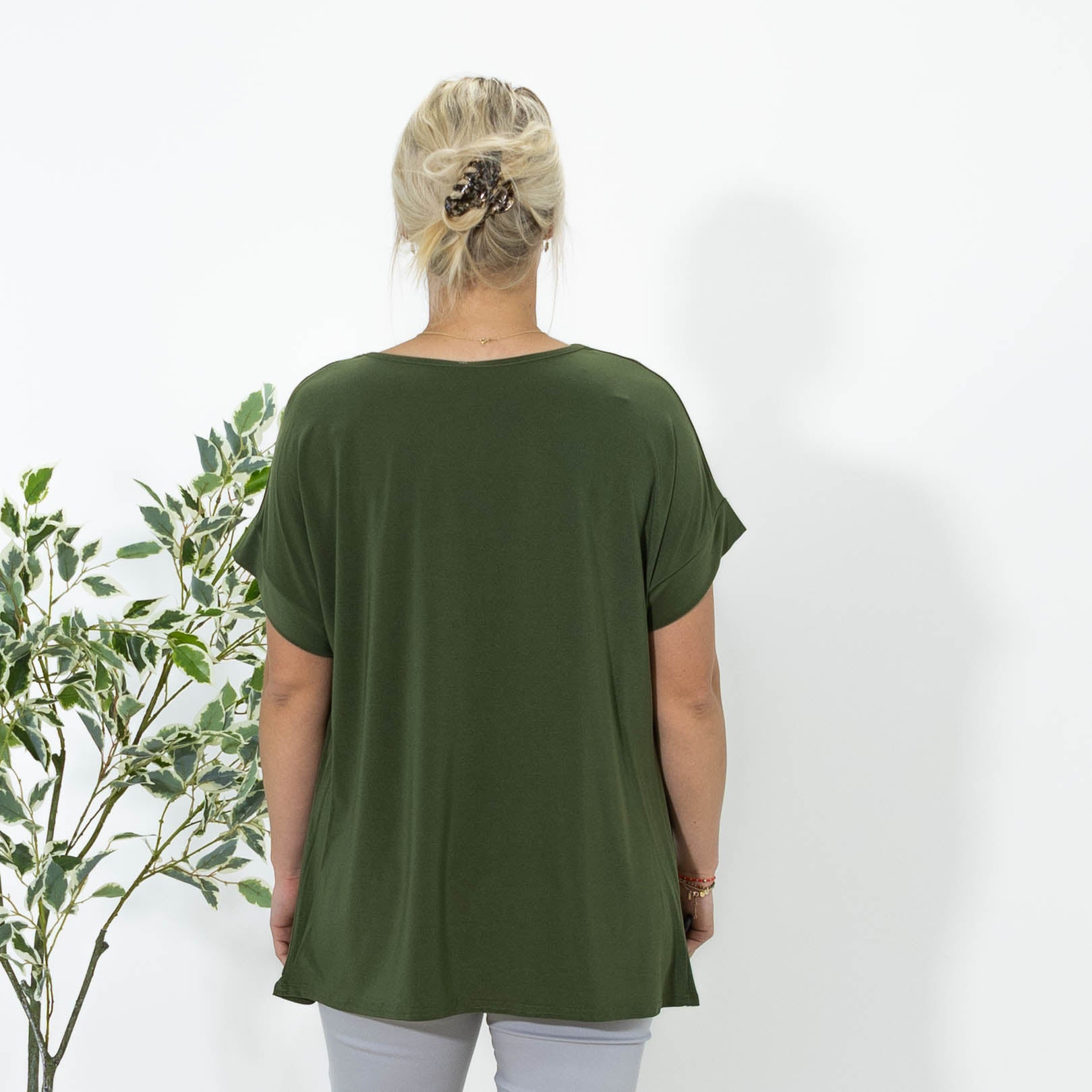 Elena overdel m. broche, Khaki