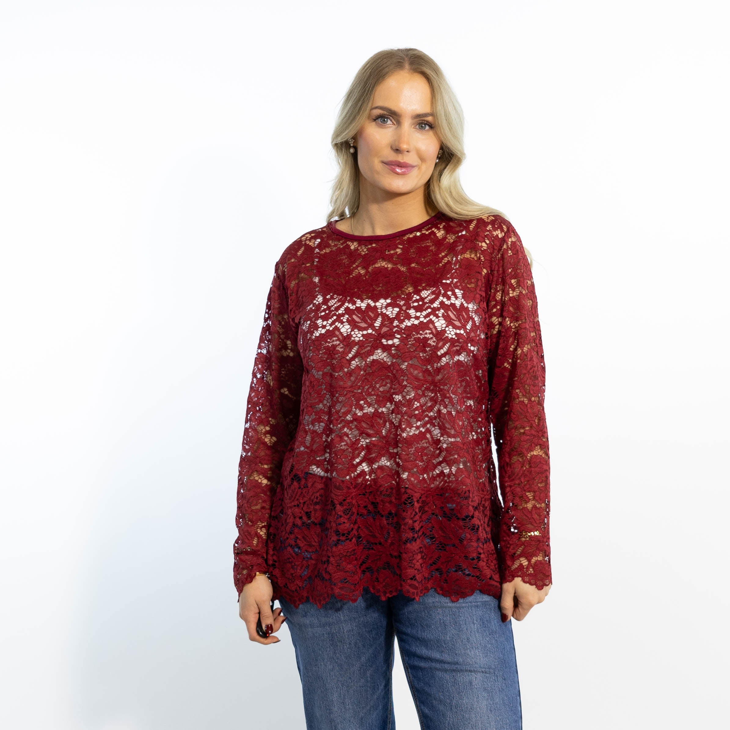 Domino lace overdel, Bordeaux