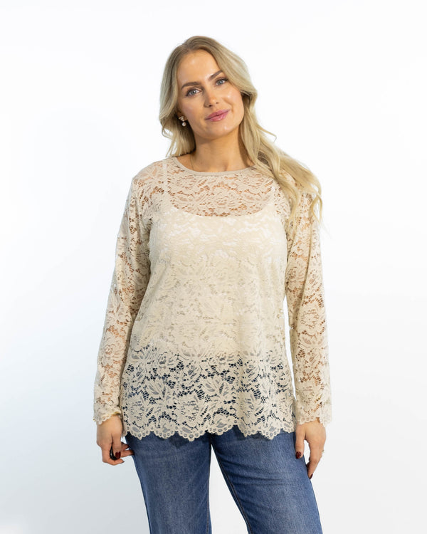 Domino lace overdel, Beige
