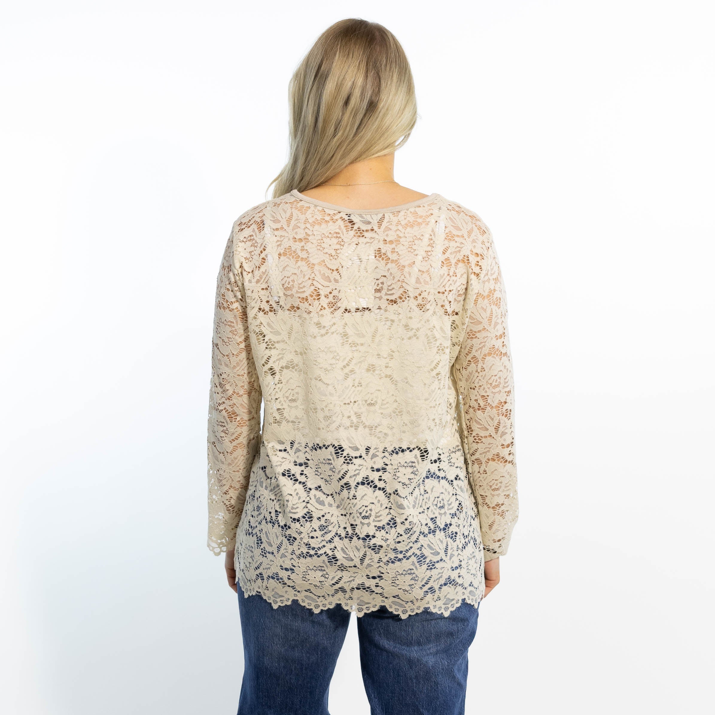 Domino lace overdel, Beige