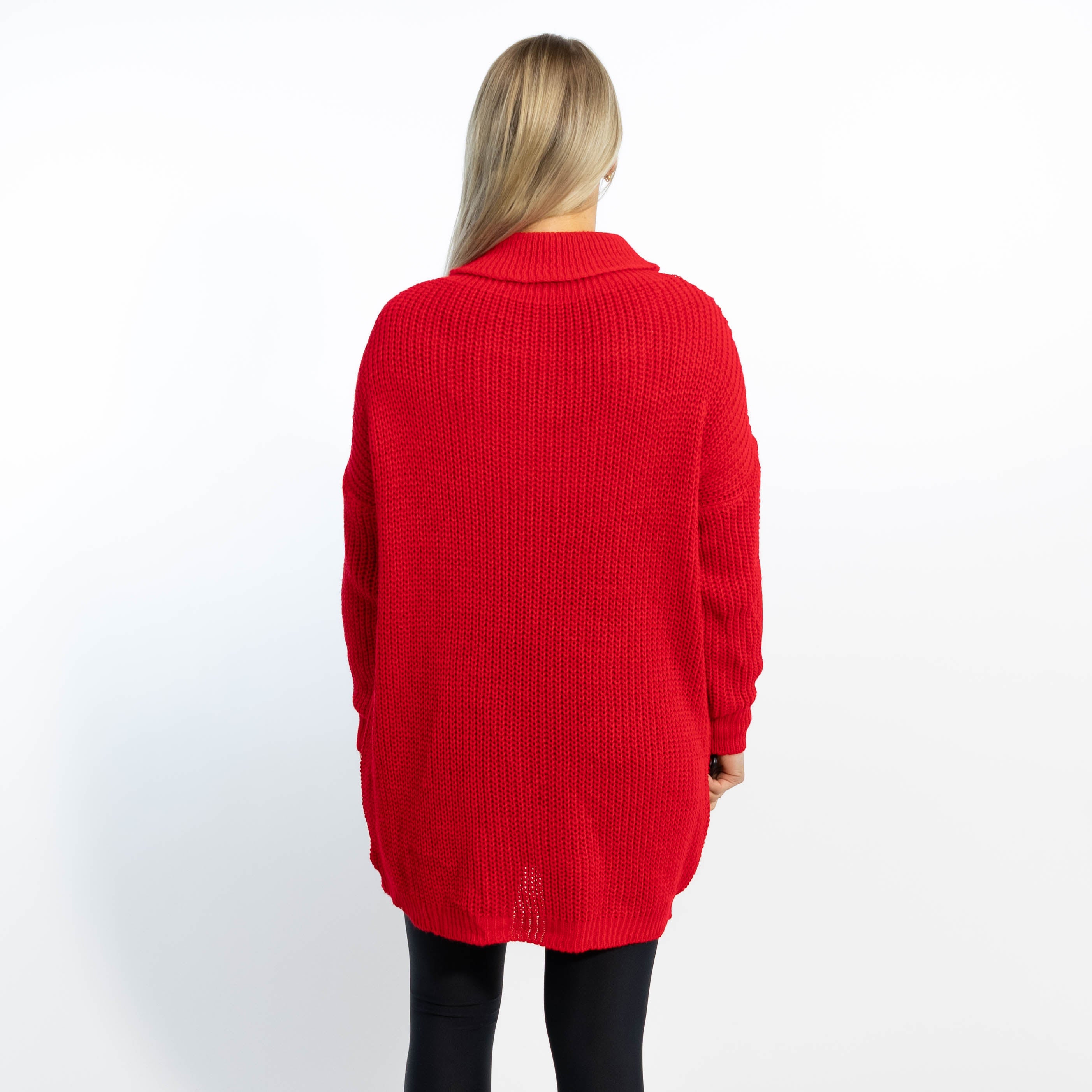 Iben striktunika m. rullekrave, Rød