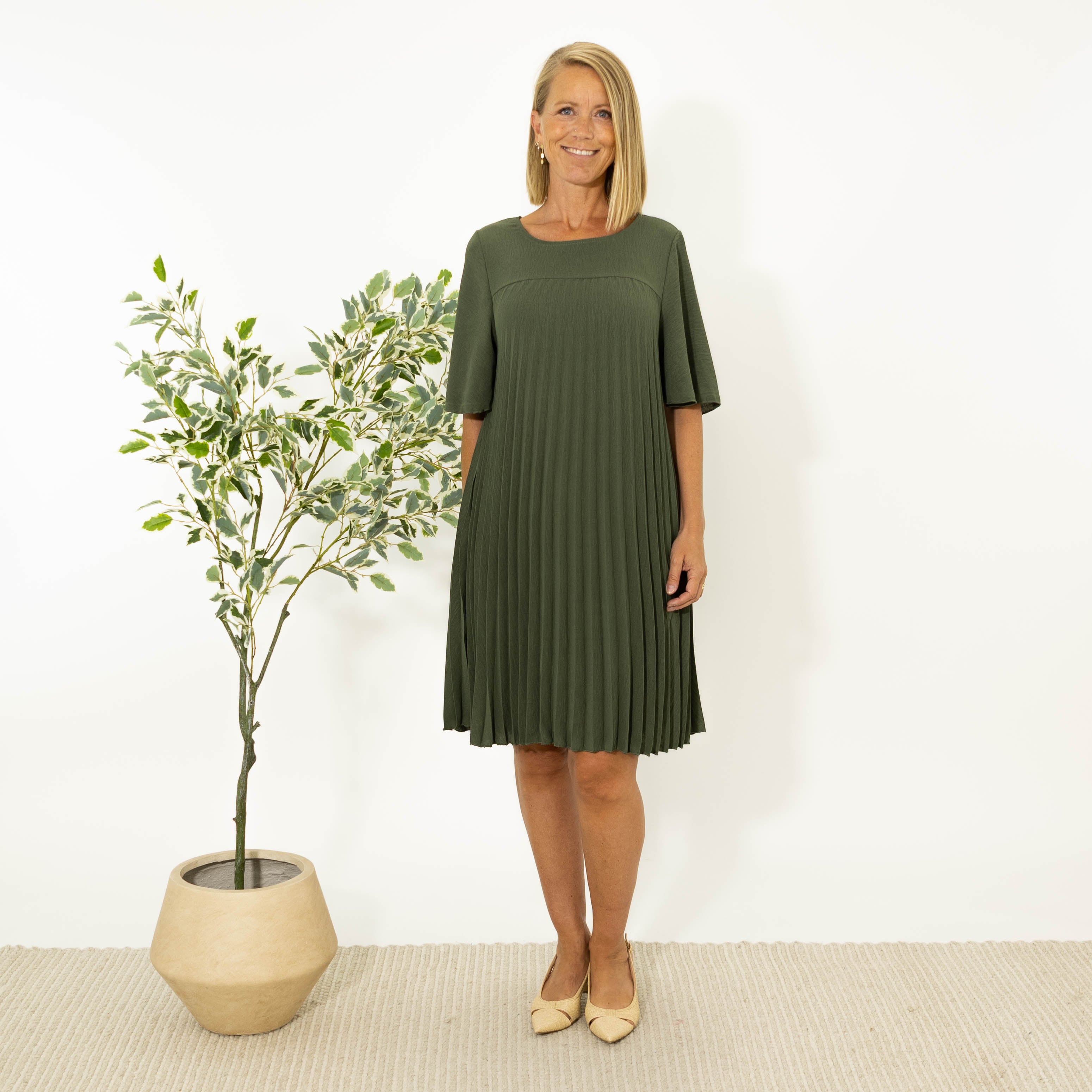 Sophie Chiffon kjole, Khaki