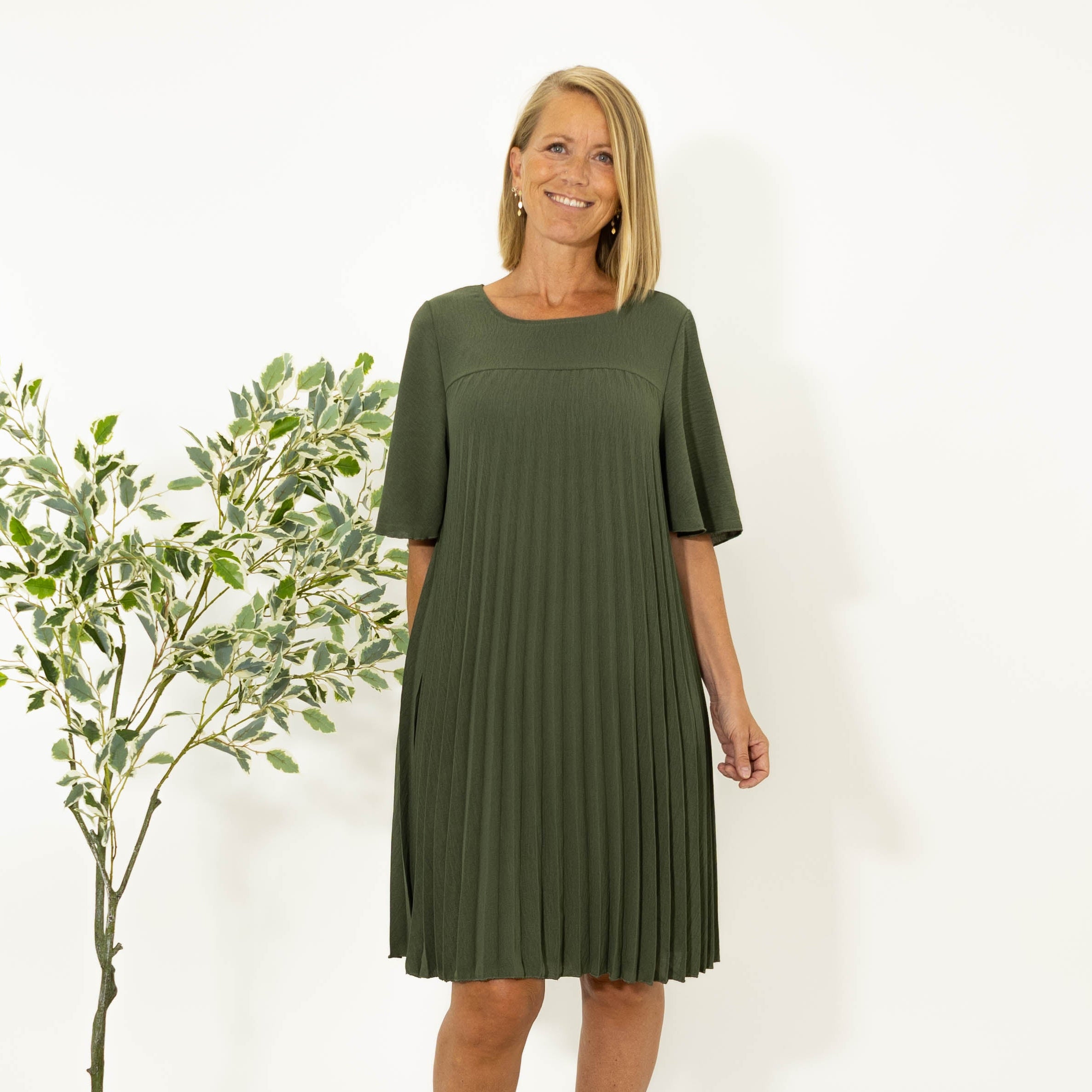 Sophie Chiffon kjole, Khaki