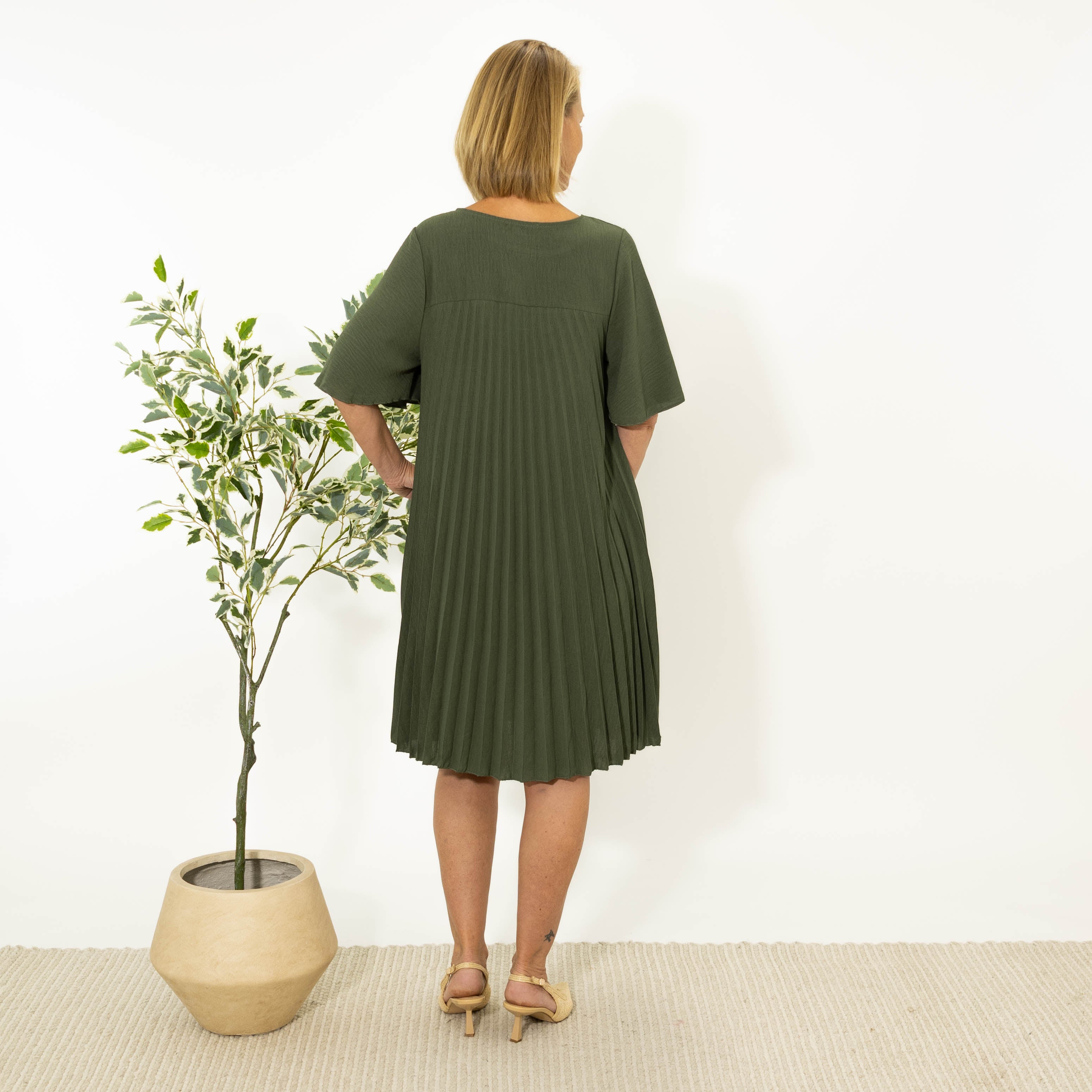 Sophie Chiffon kjole, Khaki