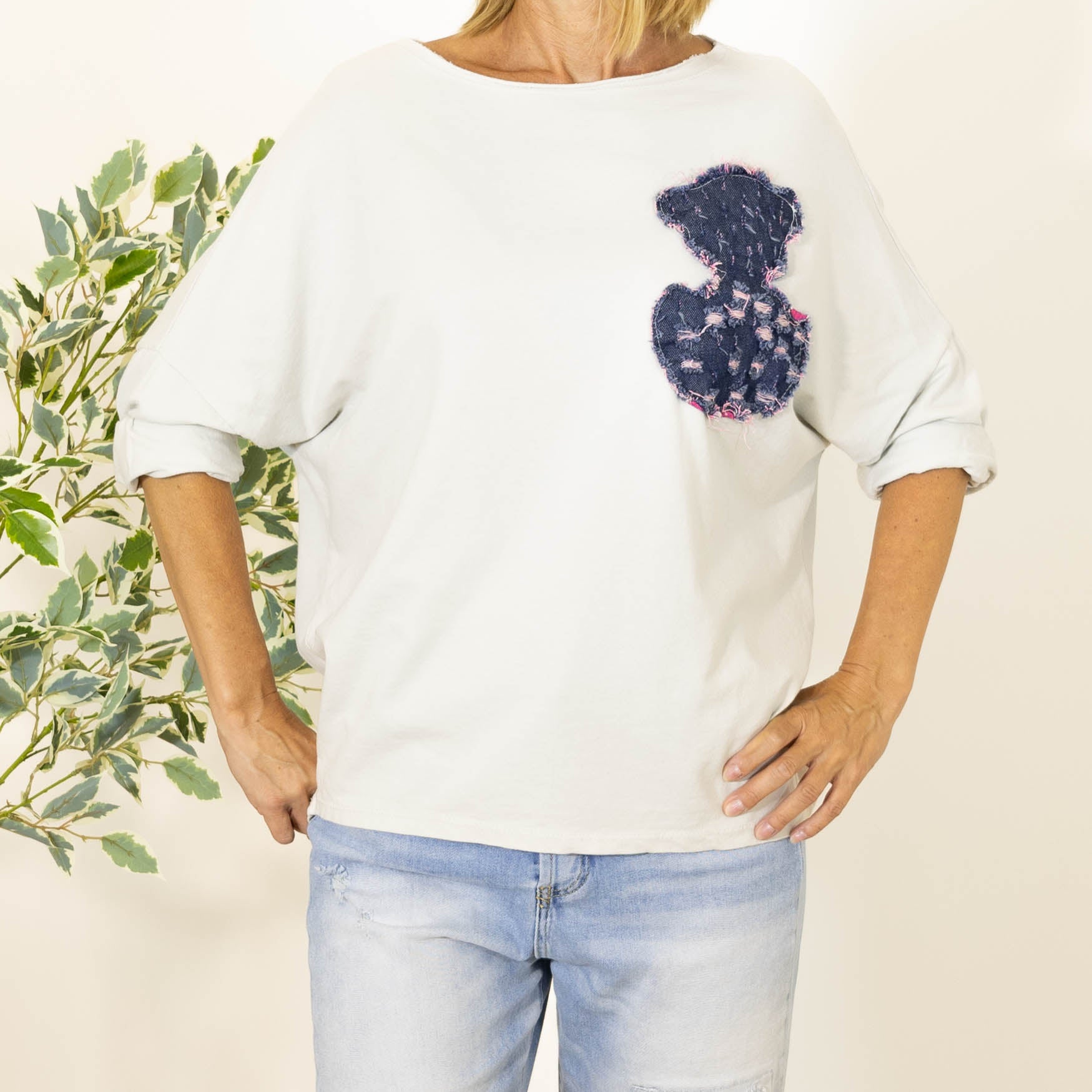 Mattie bomulds sweatshirt, Beige
