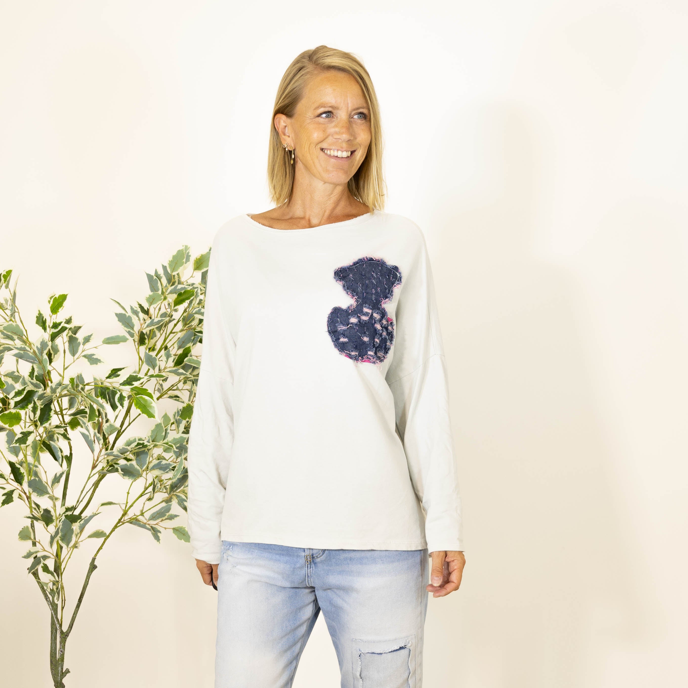 Mattie bomulds sweatshirt, Beige