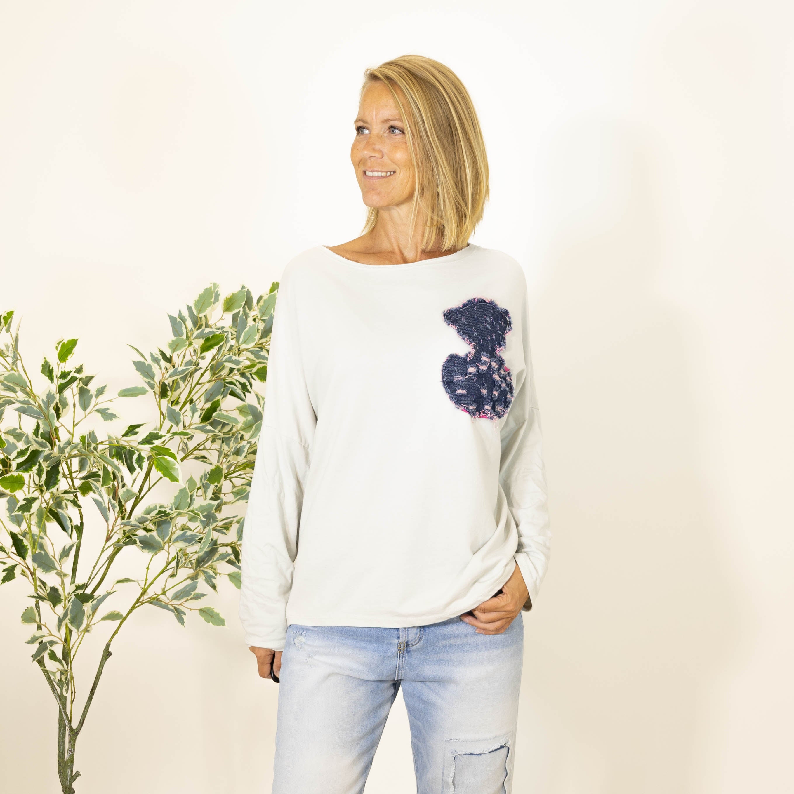 Mattie bomulds sweatshirt, Beige