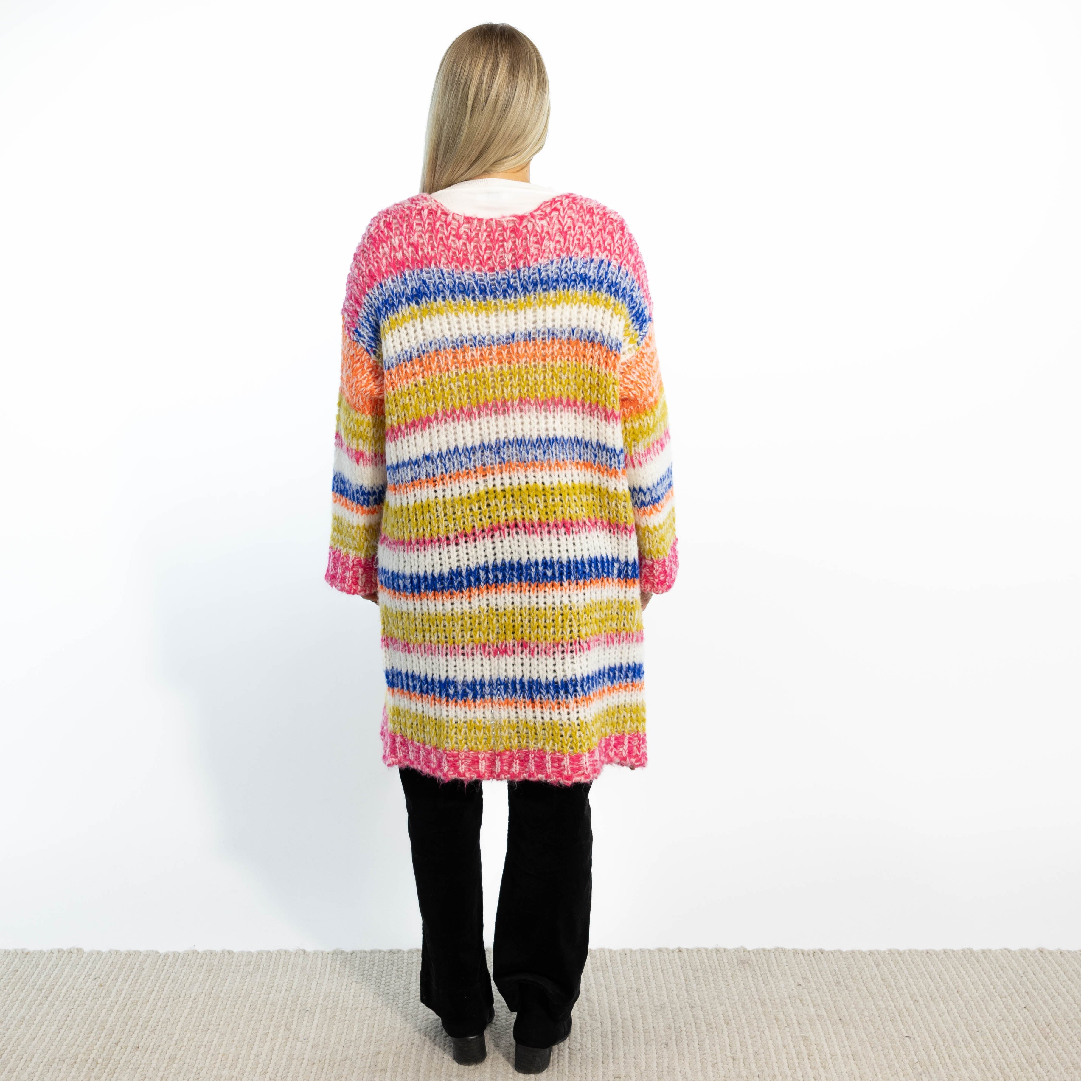 Karina strikcardigan, Pink