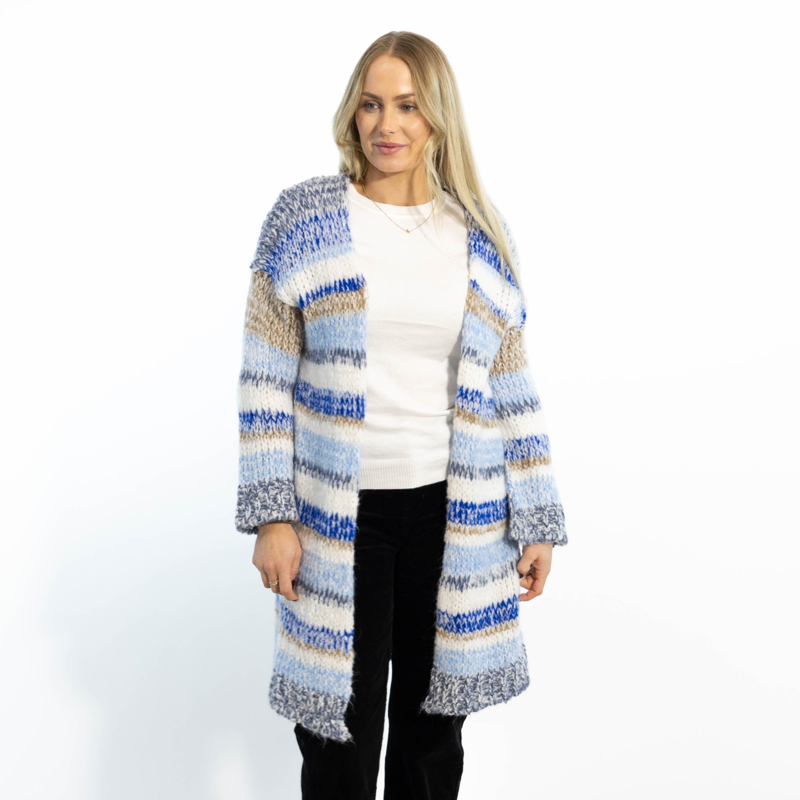 Karina strikcardigan, Blå