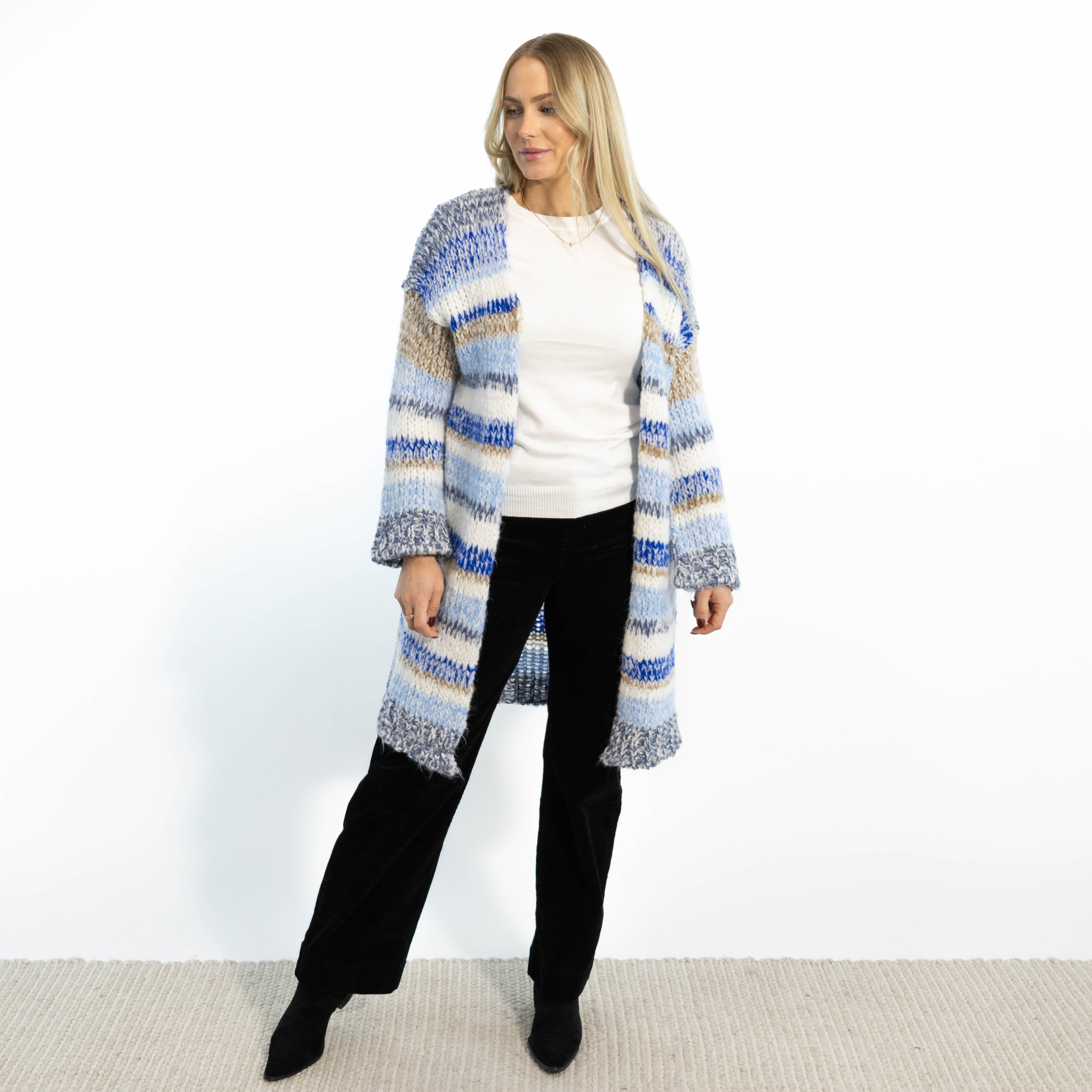 Karina strikcardigan, Blå