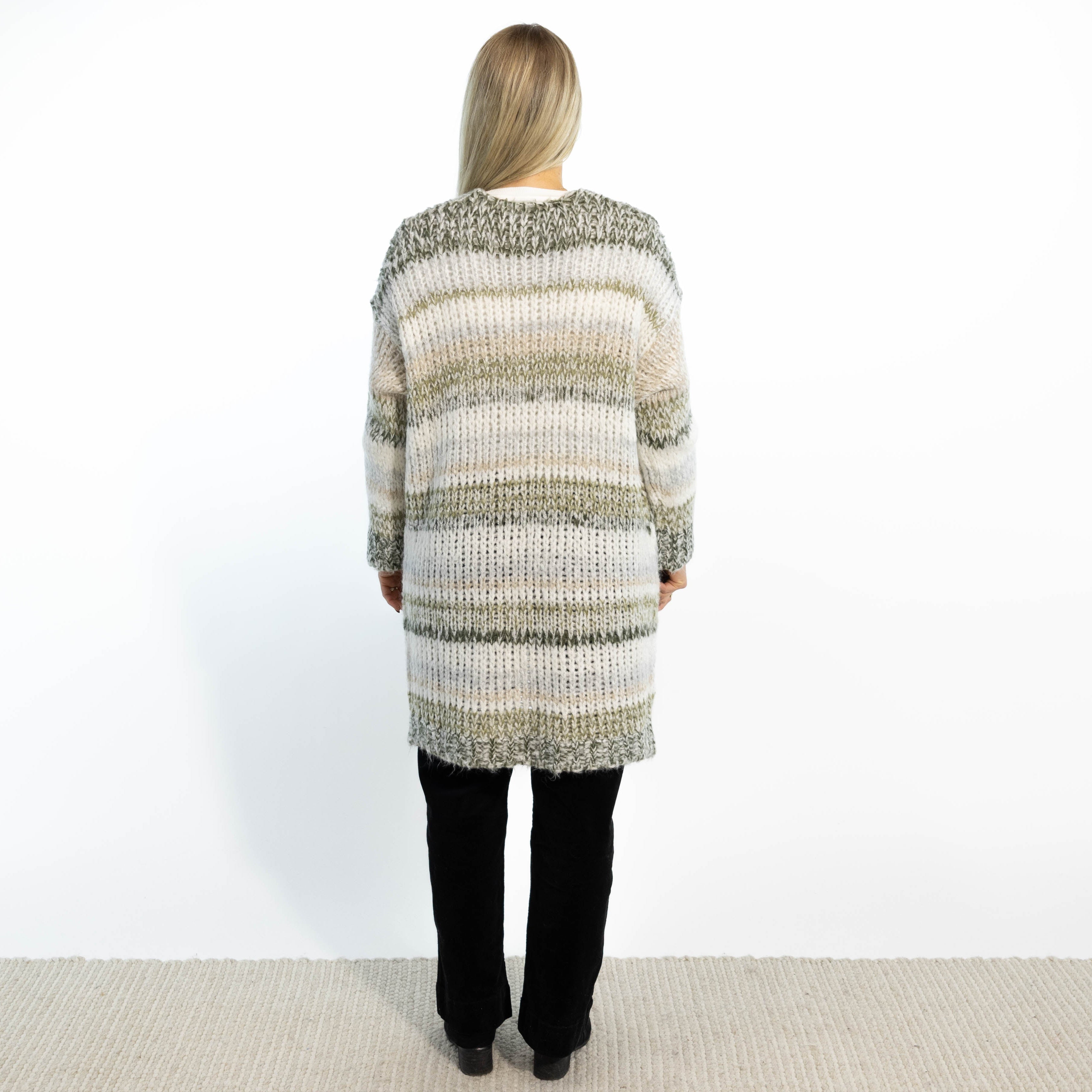 Karina strikcardigan, Khaki