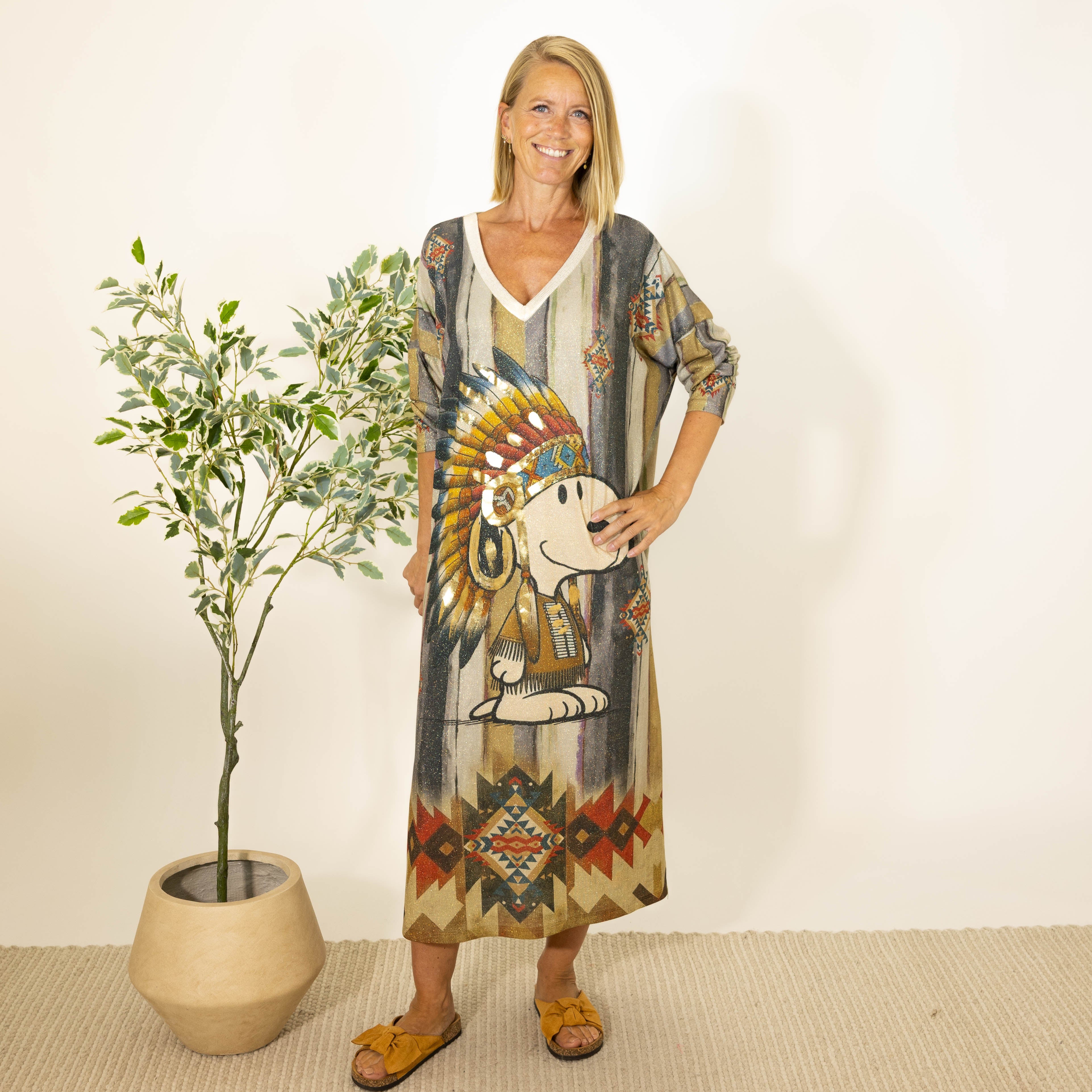 Luka langærmet lurex kjole, Snoopy