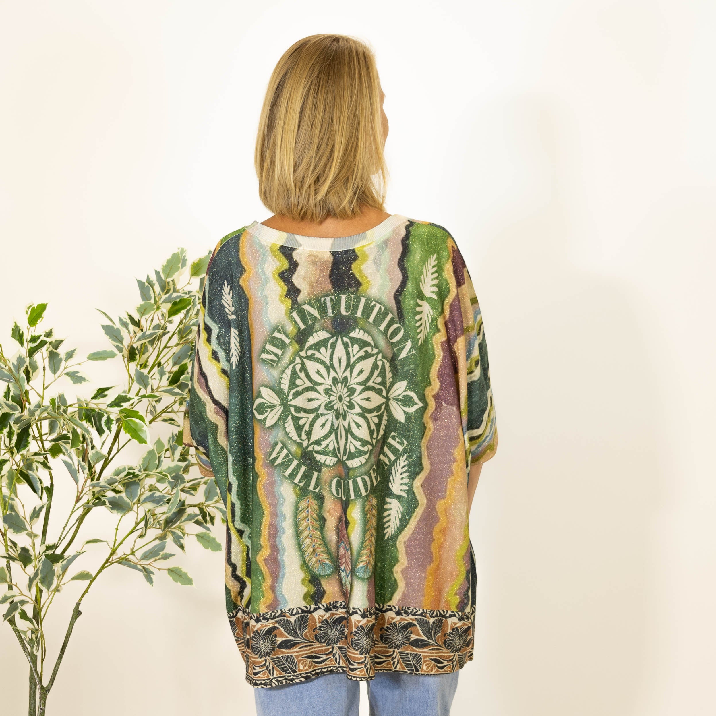 Rebecca lurex t-shirt, Khaki - Palmetræ