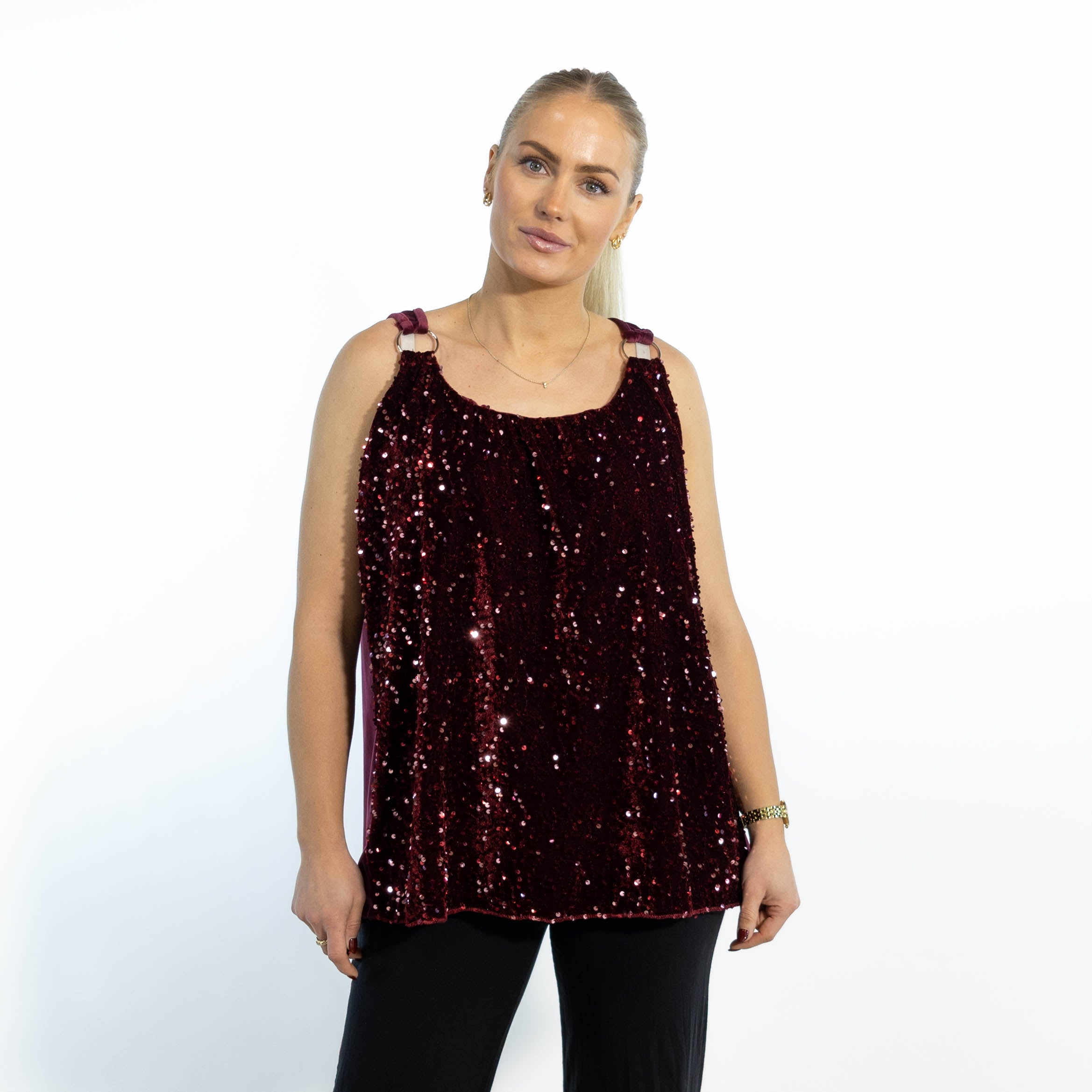 Dorte velour top, Bordeaux