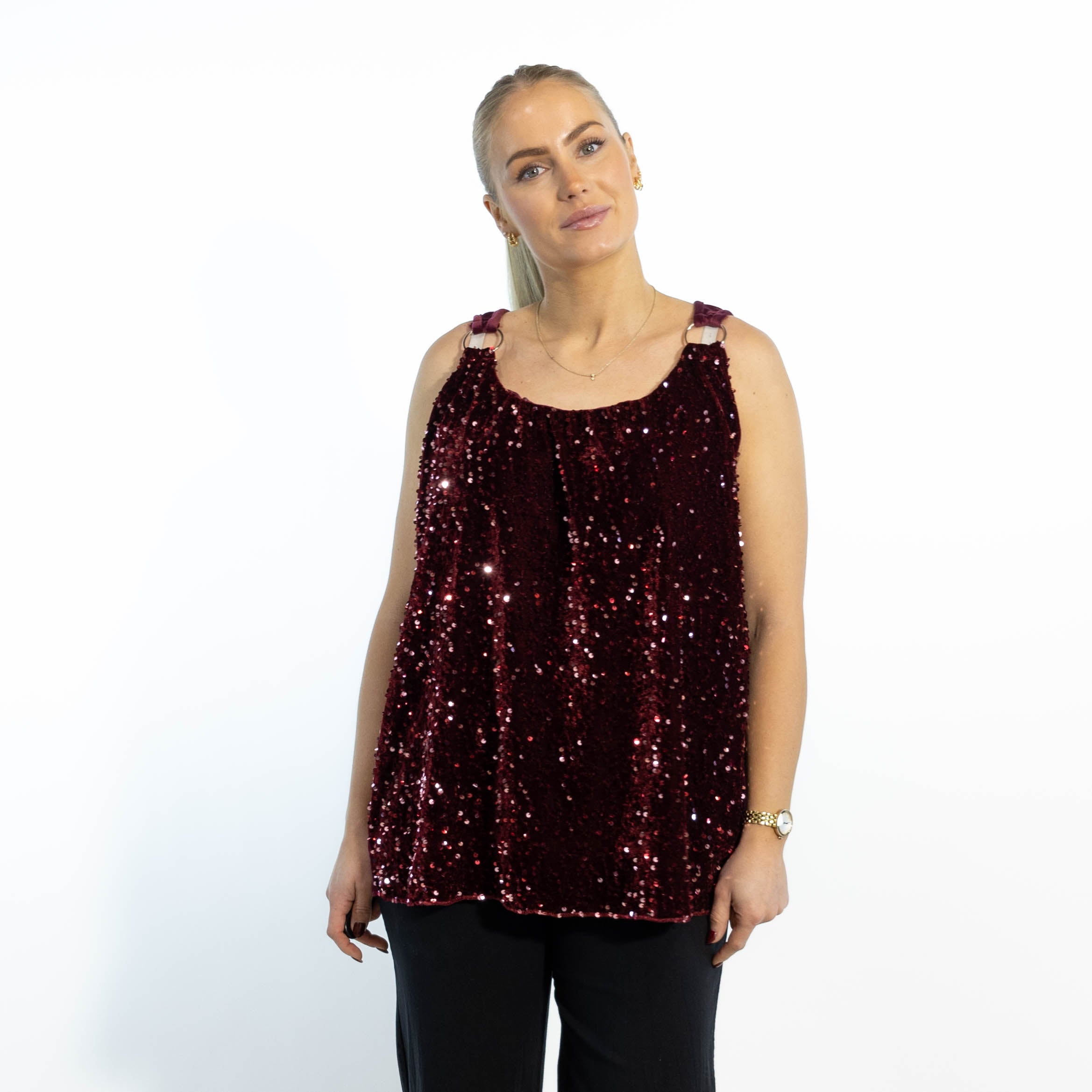 Dorte velour top, Bordeaux