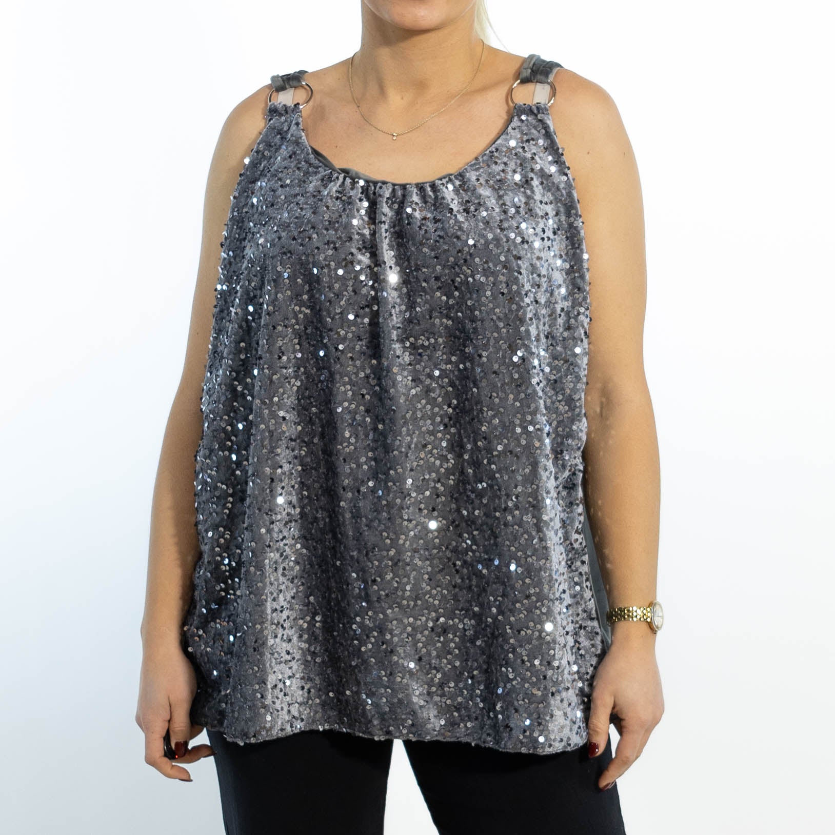 Dorte velour top, Grå