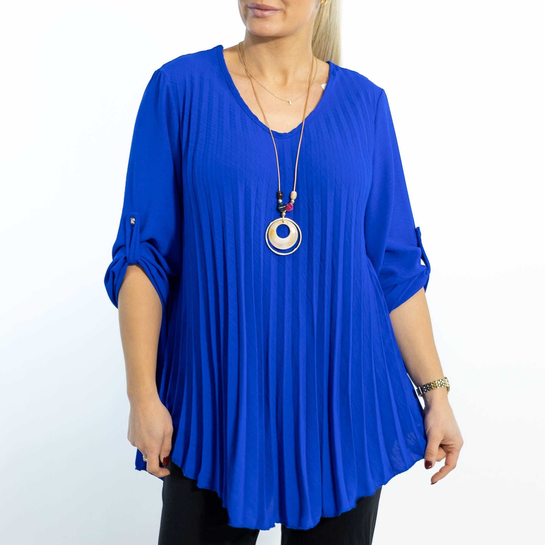 Judy plisse overdel m. kæde, Royal blue