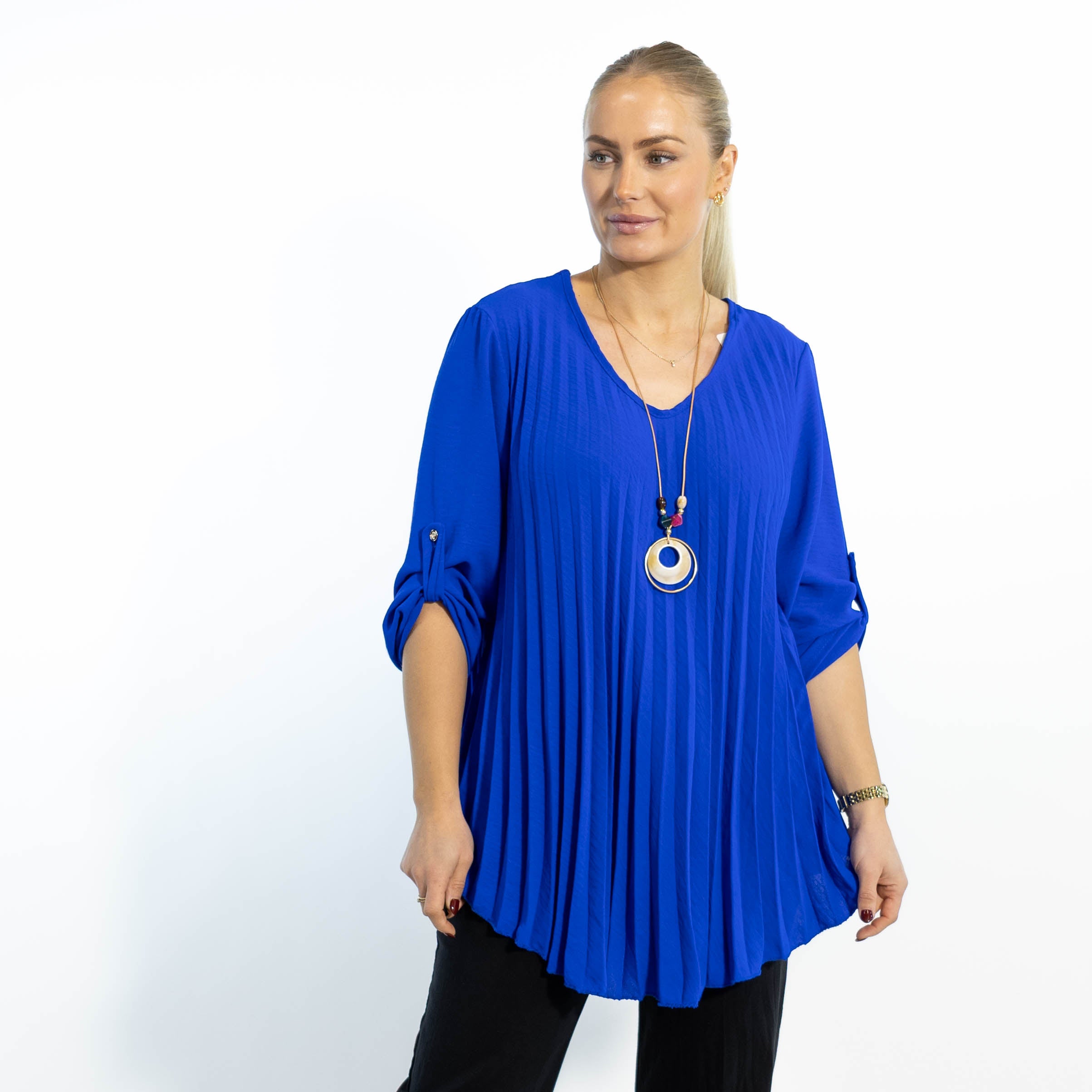 Judy plisse overdel m. kæde, Royal blue