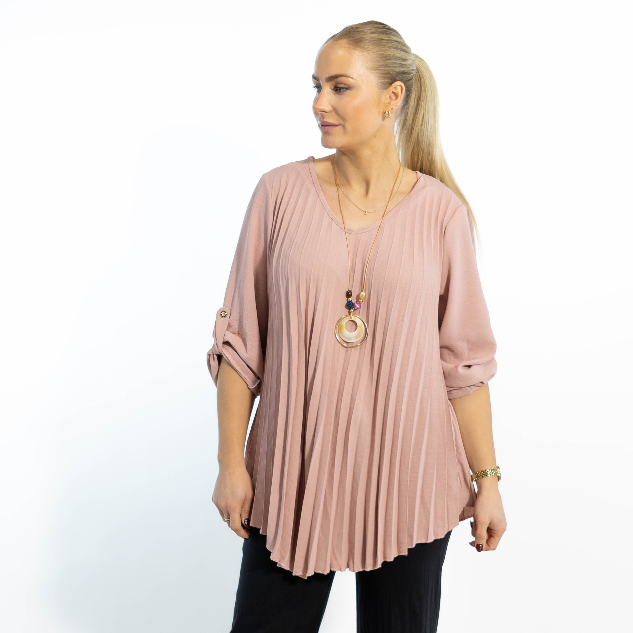 Judy plisse overdel m. kæde, Rosa