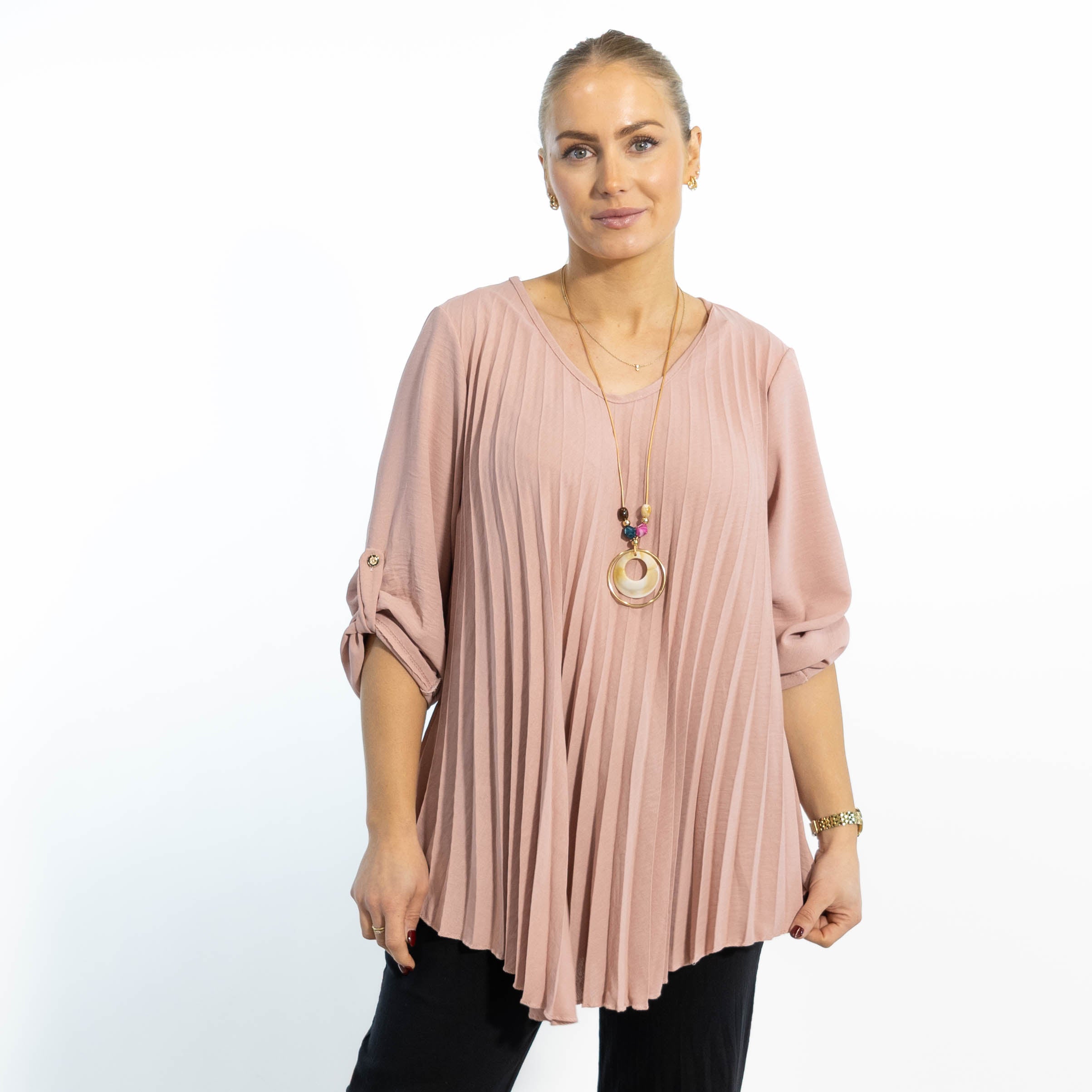 Judy plisse overdel m. kæde, Rosa