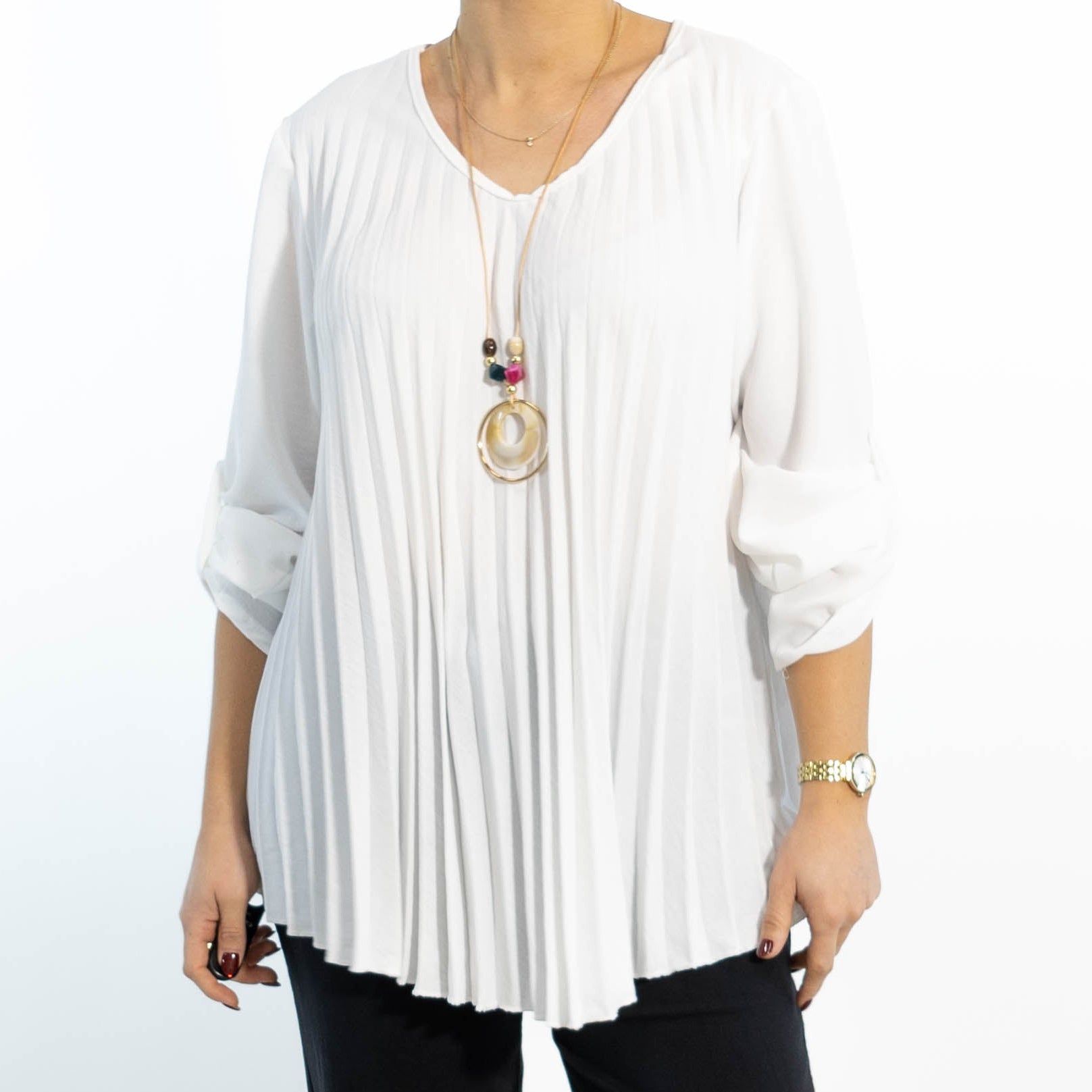 Judy plisse overdel m. kæde, Hvid