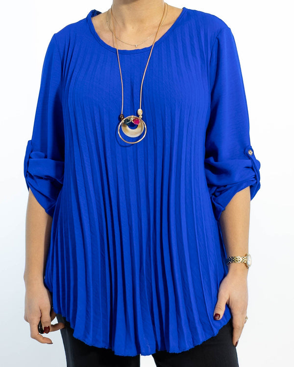 Bolette plisse overdel m. kæde, Royal blue