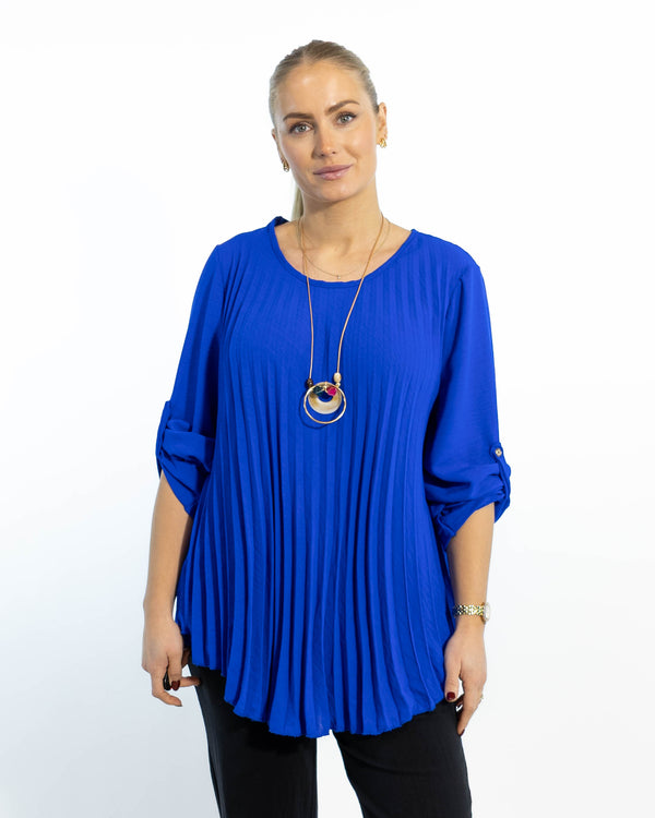 Bolette plisse overdel m. kæde, Royal blue