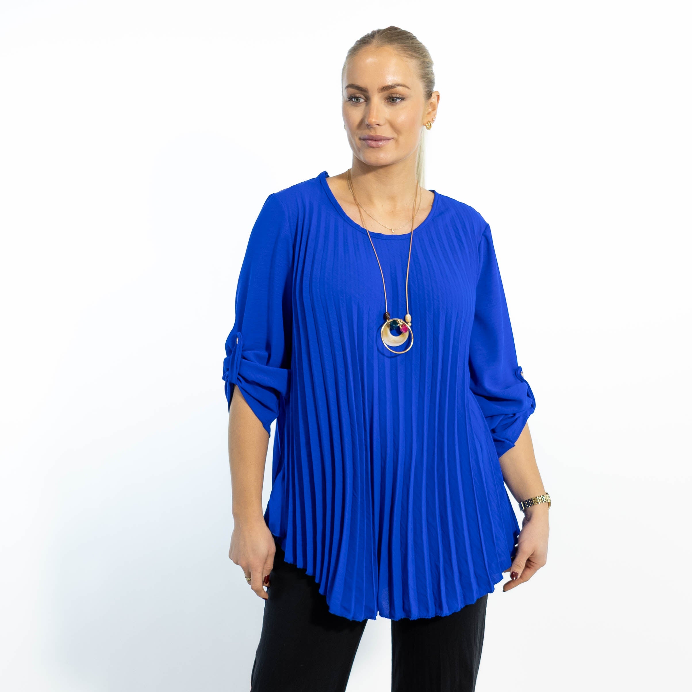 Bolette plisse overdel m. kæde, Royal blue