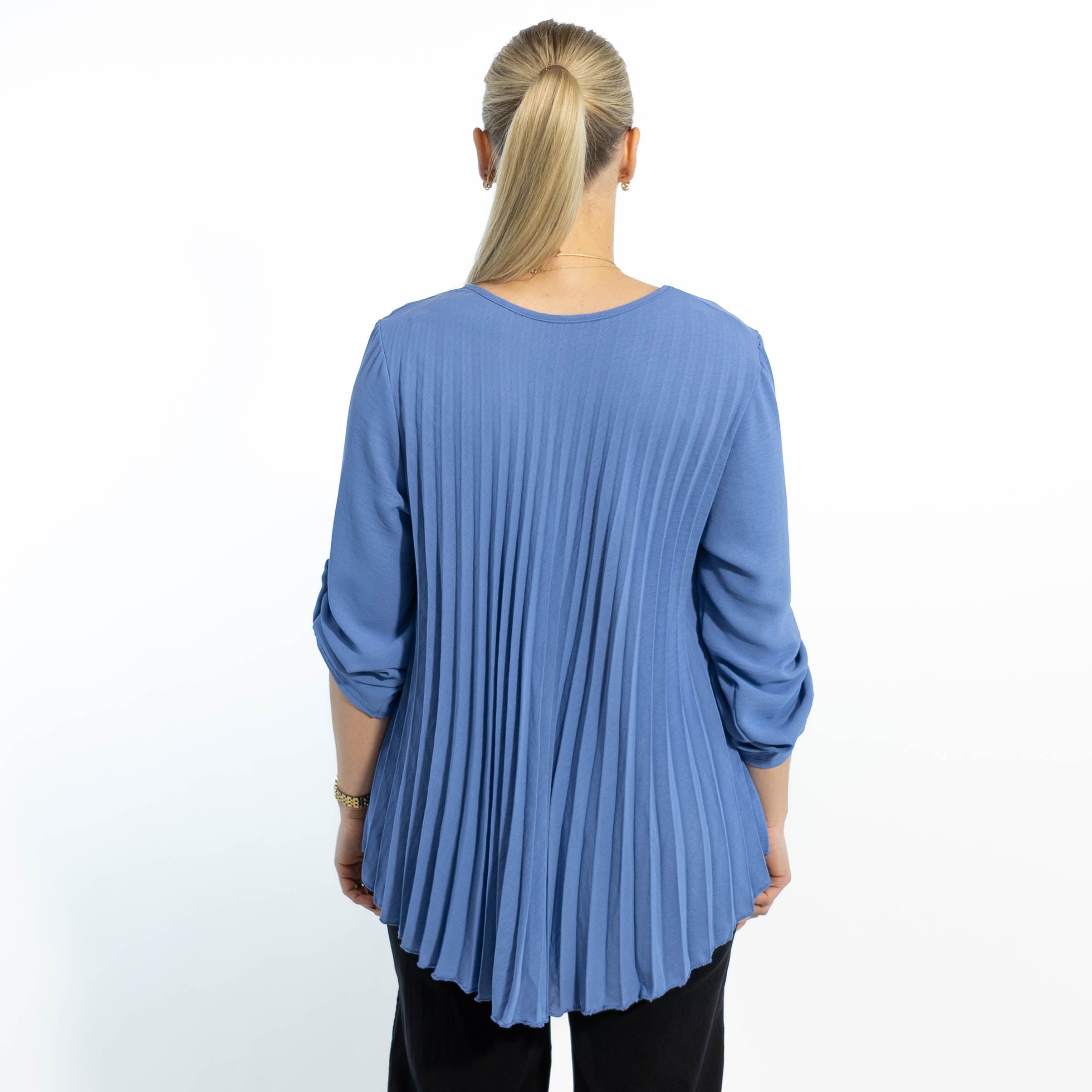 Bolette plisse overdel m. kæde, Dueblå