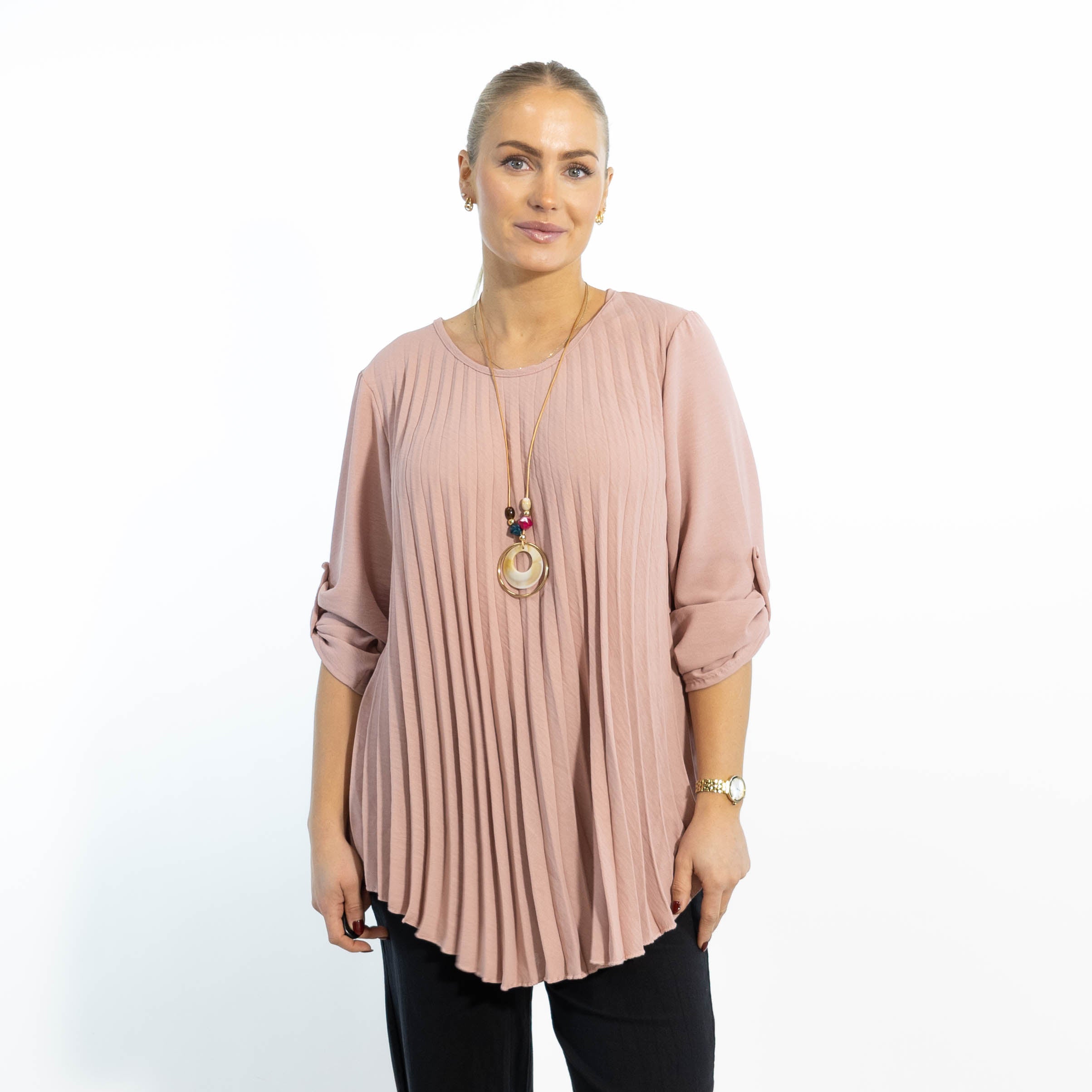 Bolette plisse overdel m. kæde, Rosa