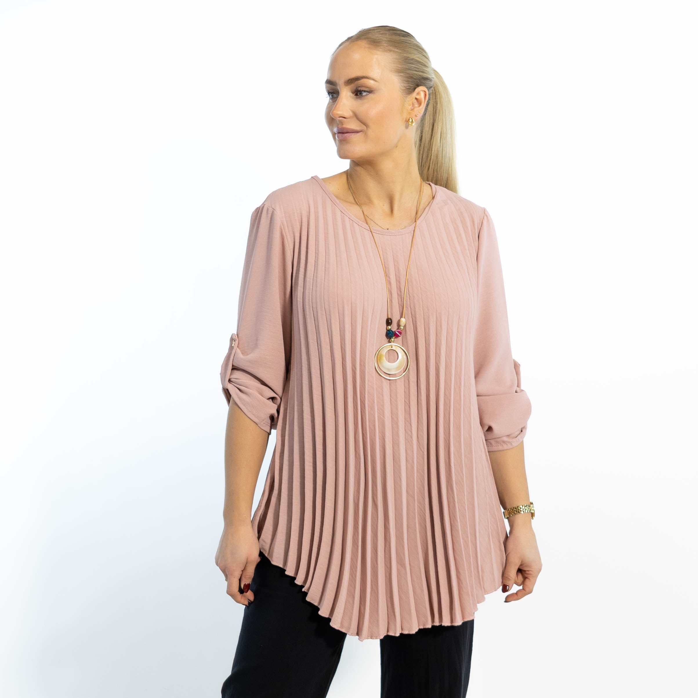 Bolette plisse overdel m. kæde, Rosa